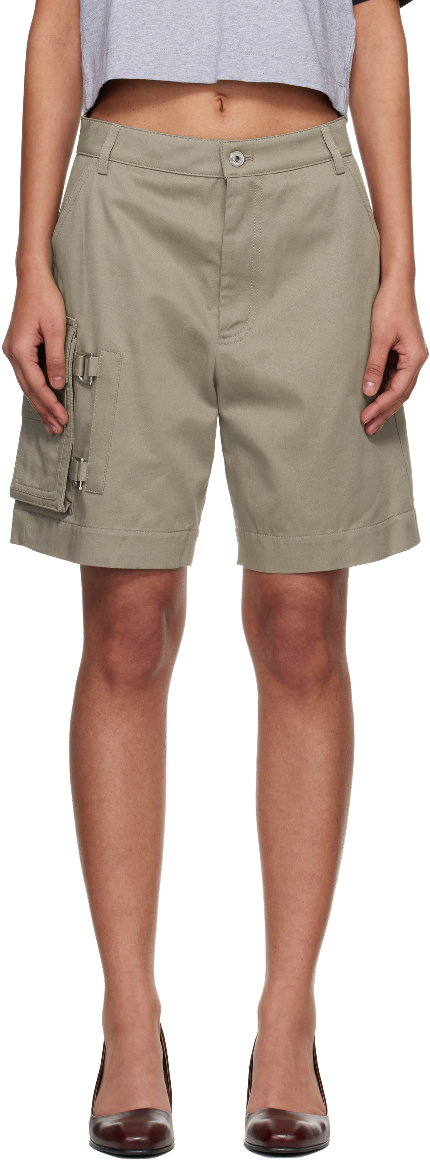 Off-White - Short Co Gab beige à poches
