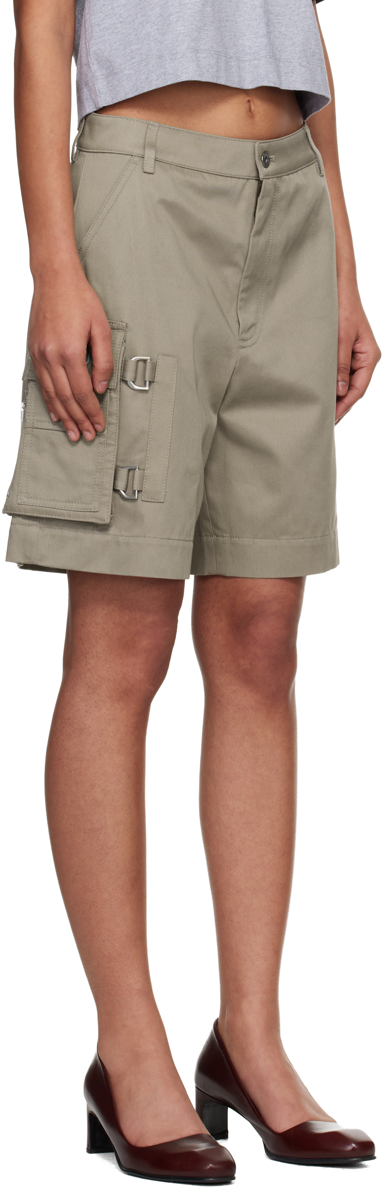 Off-White - Short Co Gab beige à poches
