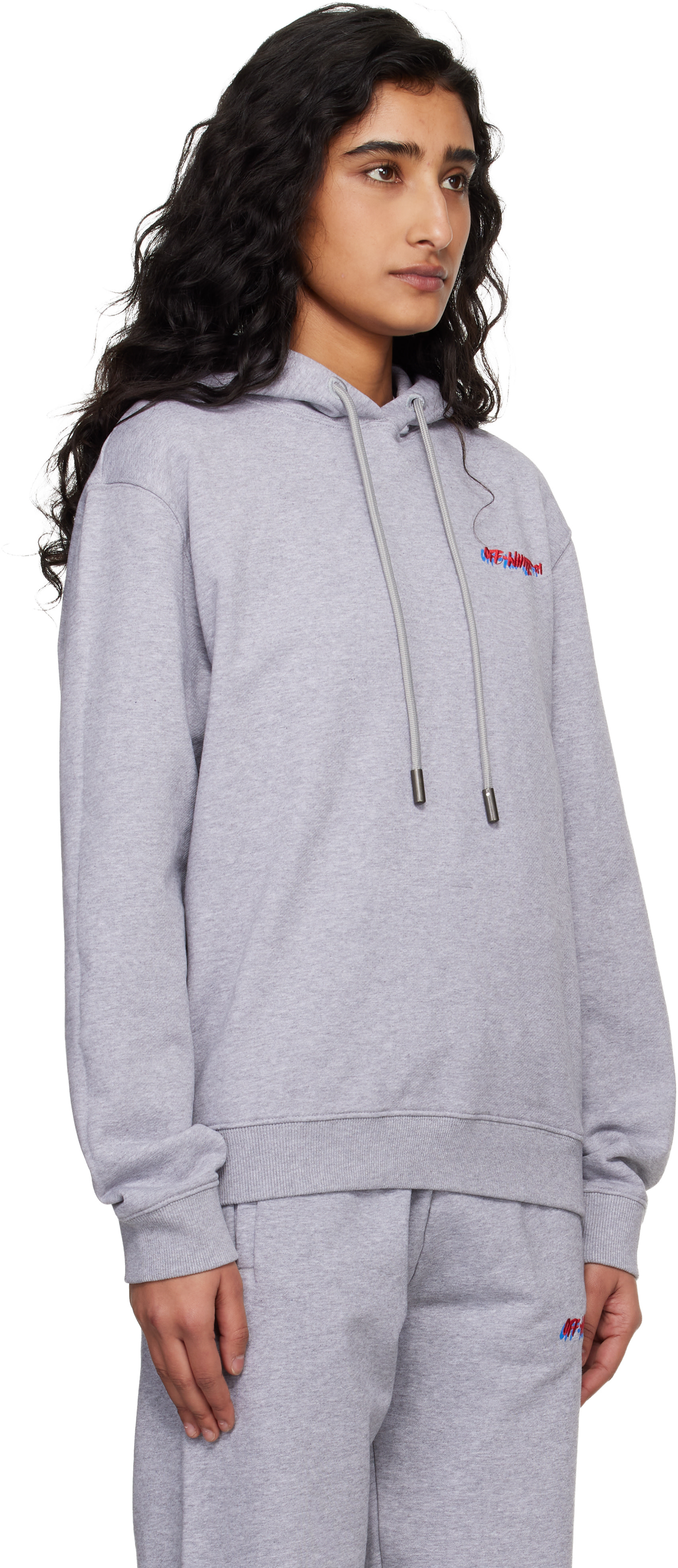 Off-White - Pull à capuche Shadow gris