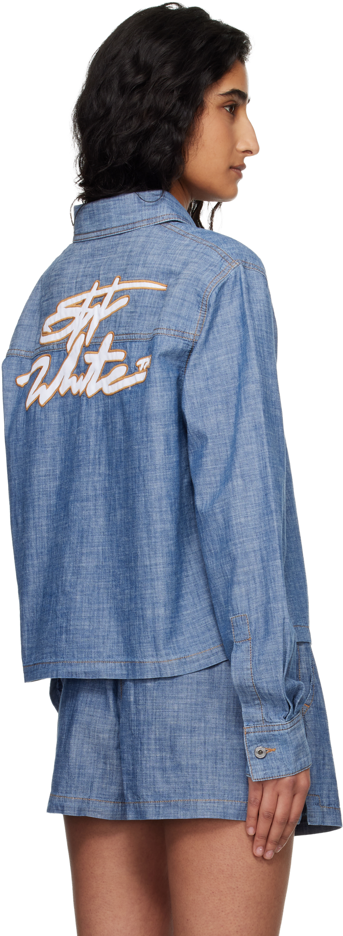 Off-White - Chemise de pyjama bleue en chambray