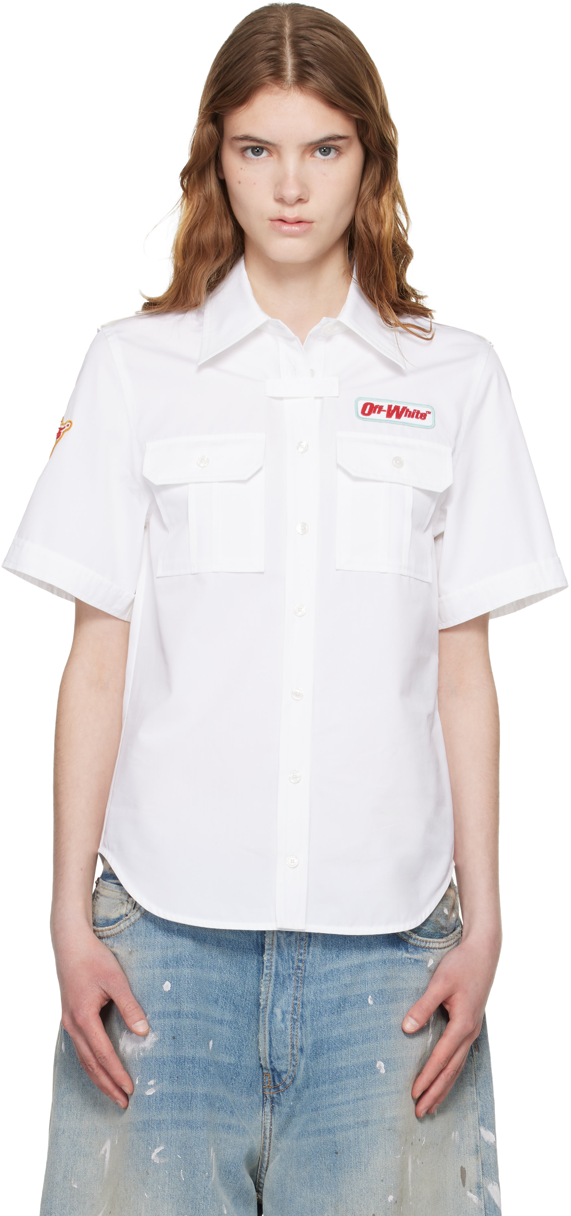 fitted white short sleeve dress shirt Semi-fitted White shirt