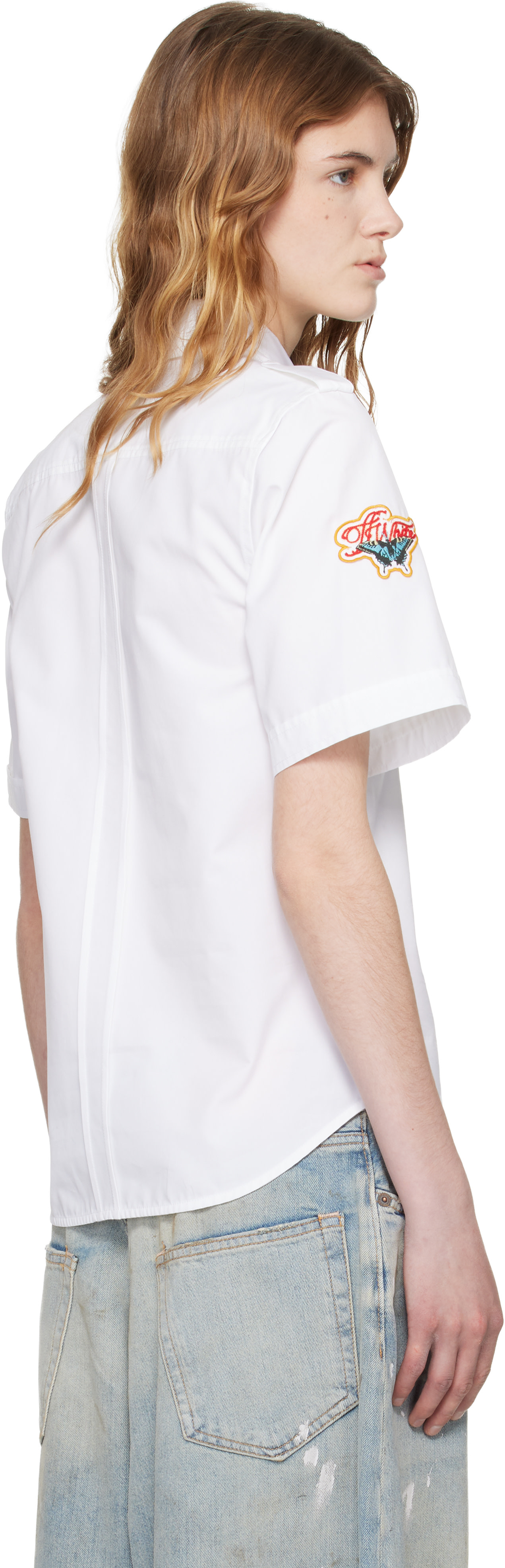 Off-White: White Popeline Short Sleeve Fitted Shirt | SSENSE