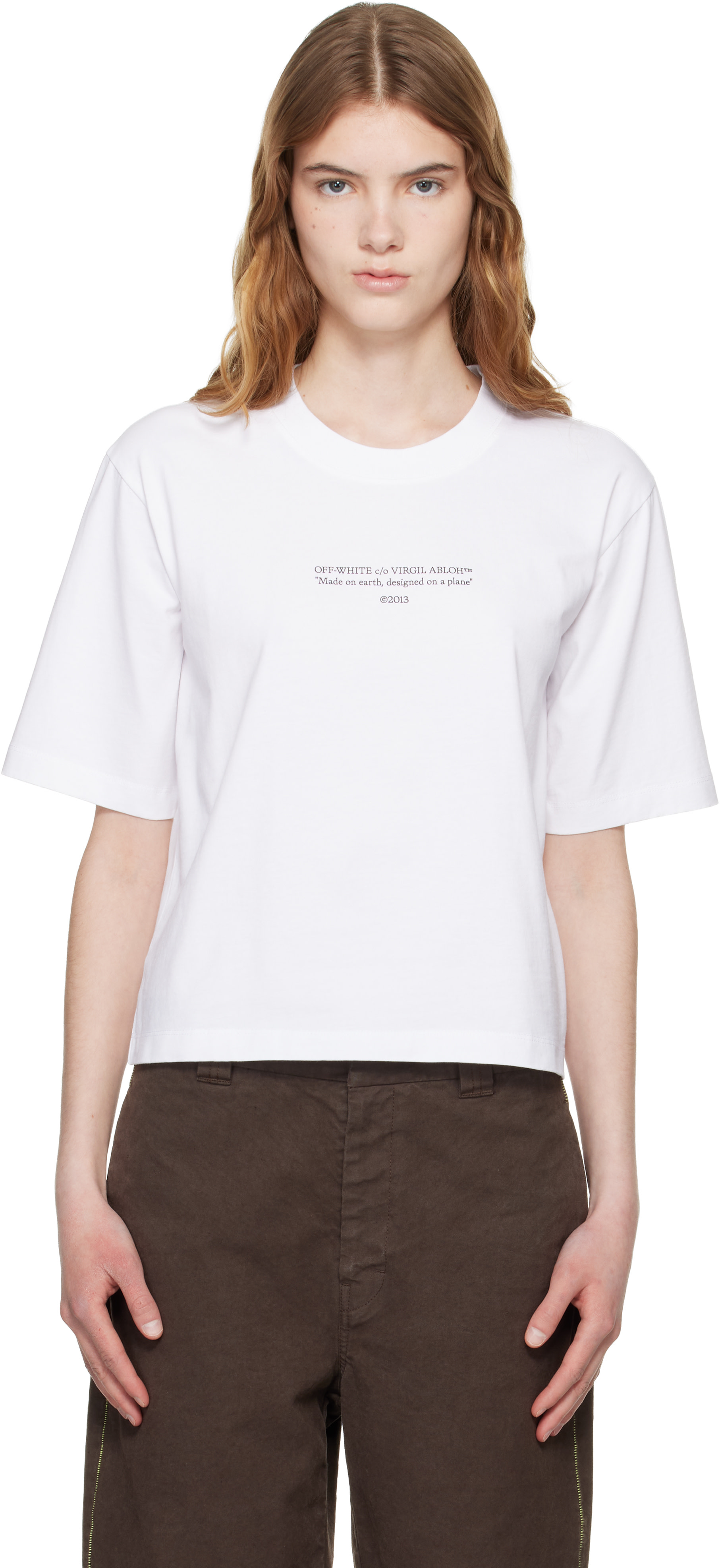 Off-White - T-shirt droit blanc à texte