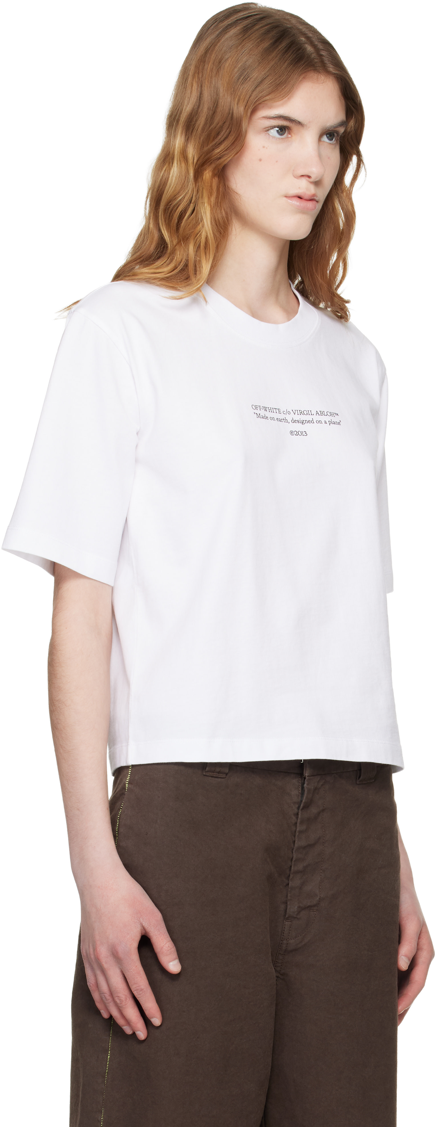 Off-White - T-shirt droit blanc à texte