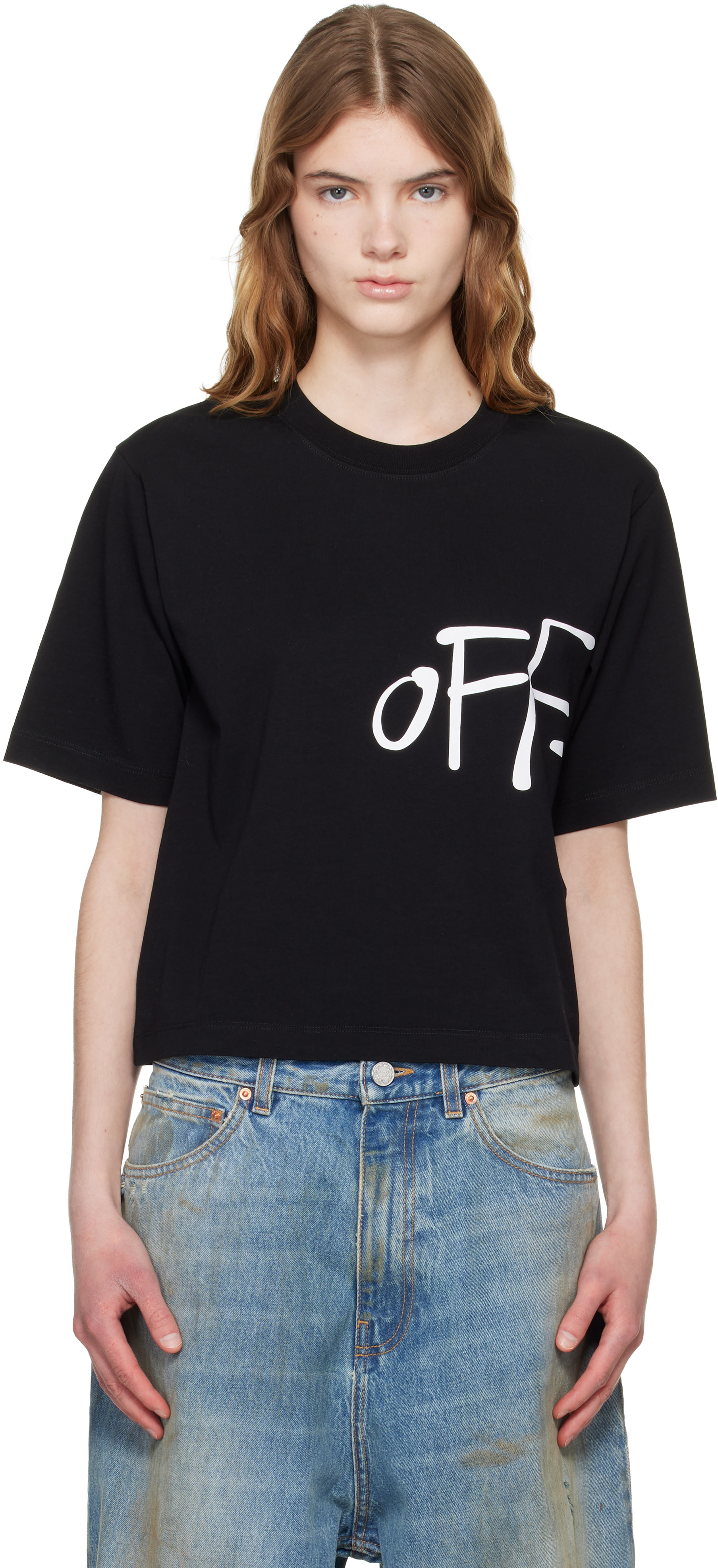 Off-White - T-shirt droit noir à logo