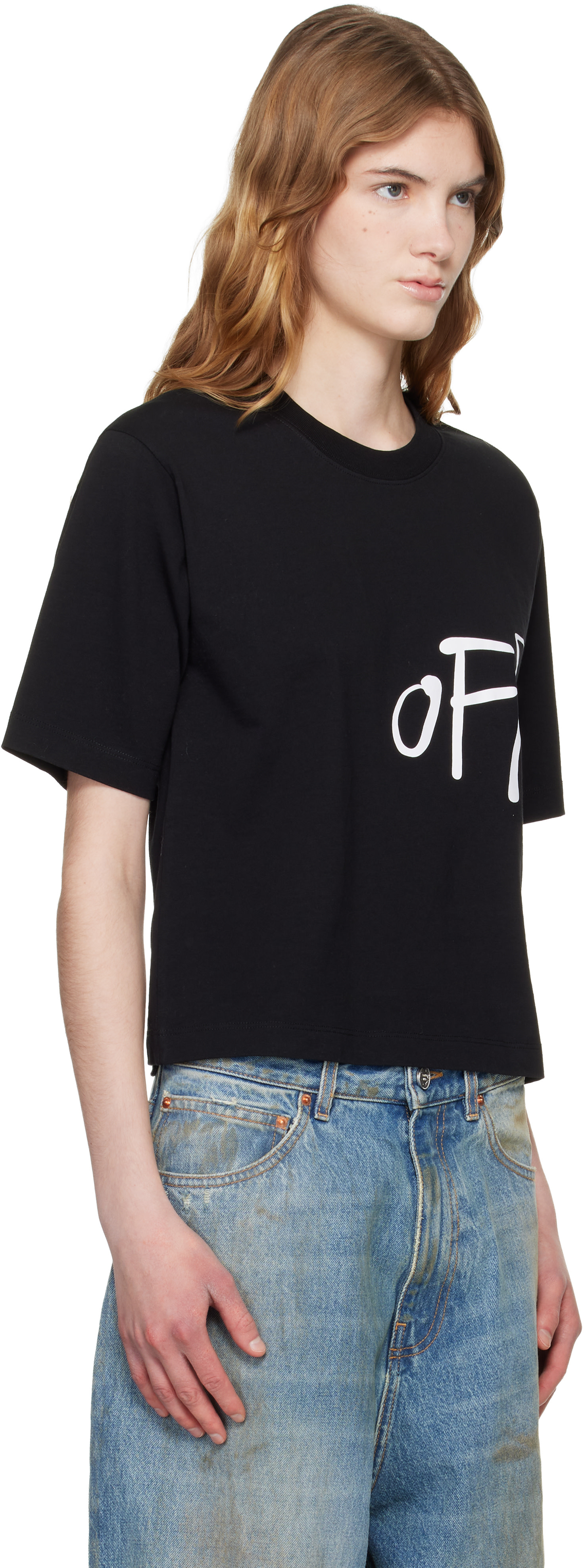 Off-White - T-shirt droit noir à logo