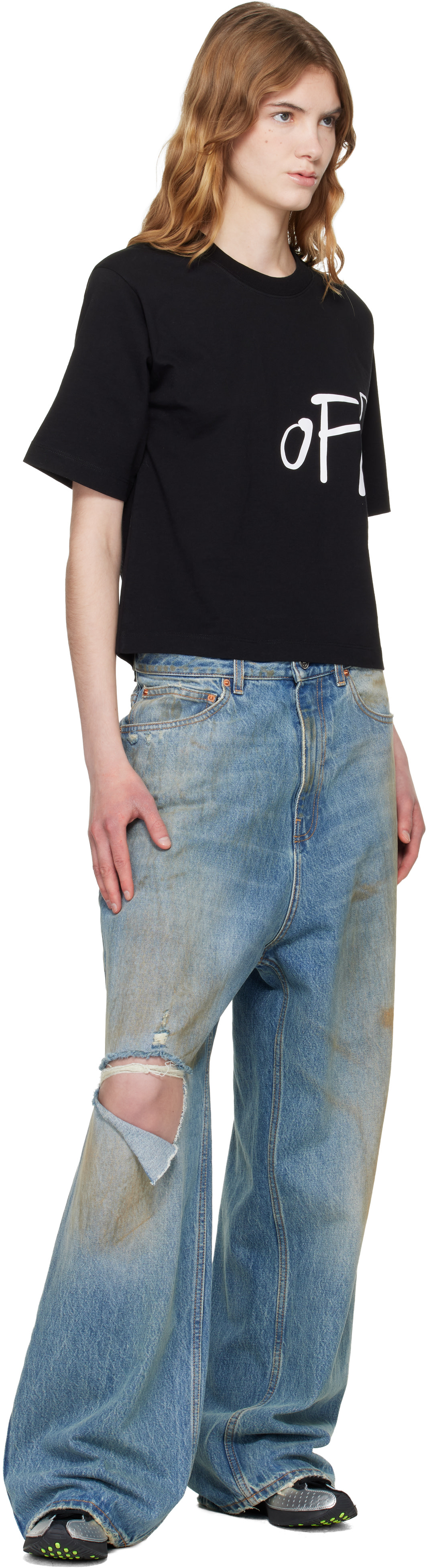 Off-White - T-shirt droit noir à logo