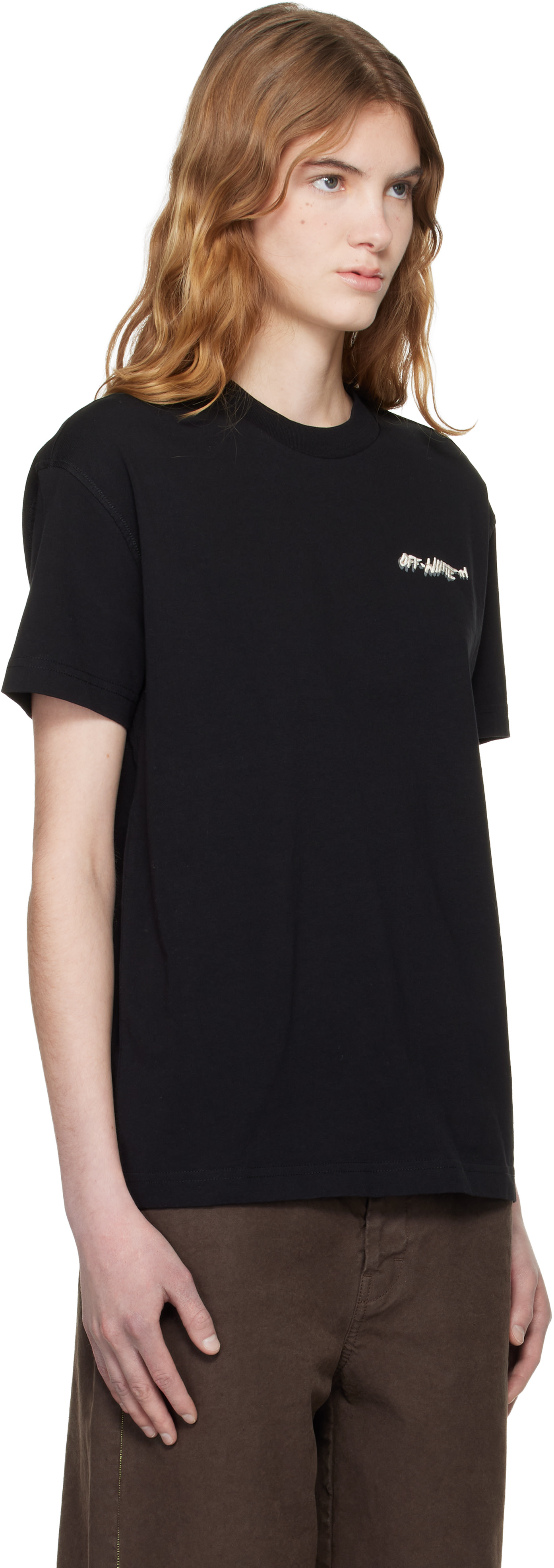 Off-White - T-shirt Reg noir à logo Shadow
