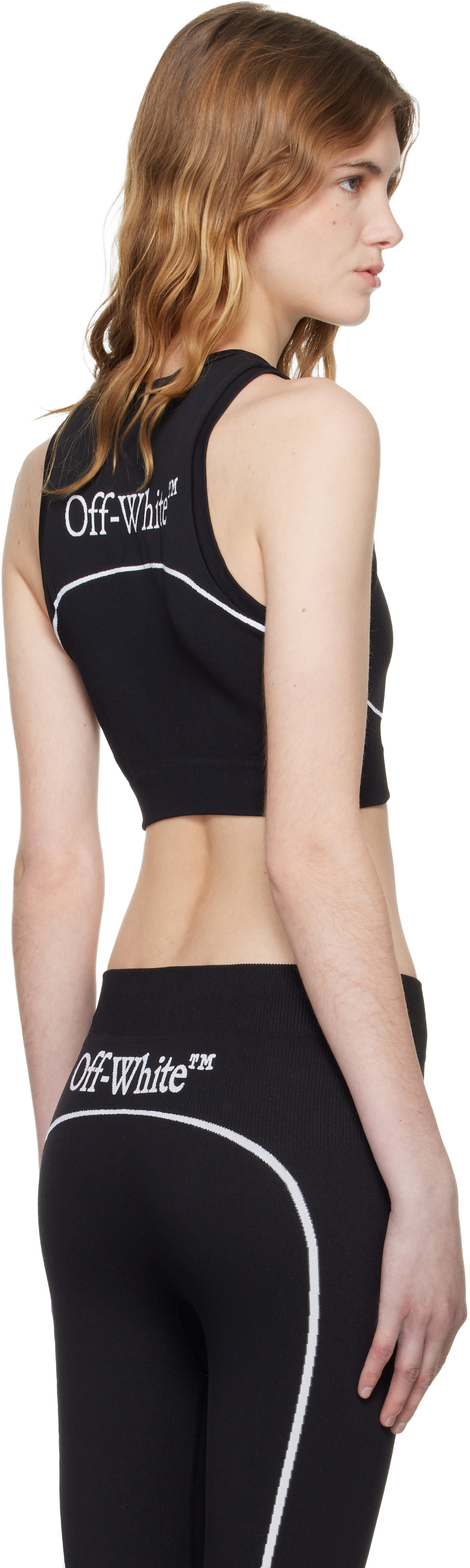 Off-White - Haut sans coutures noir à estampe du logo