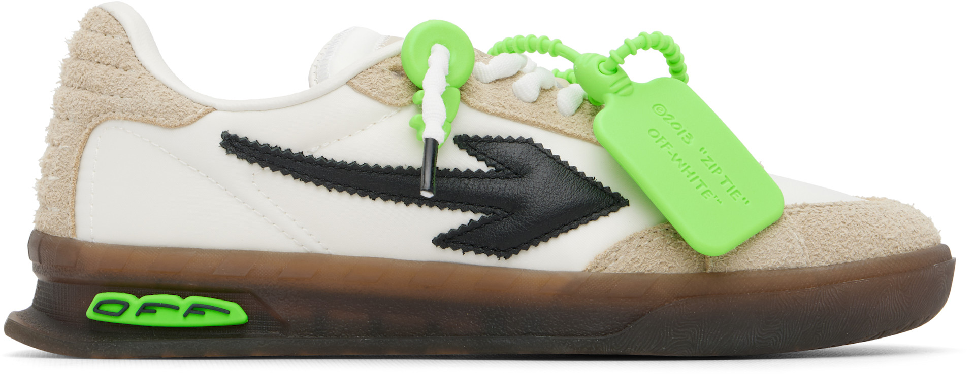 Off-White - Baskets New Slim blanc et beige