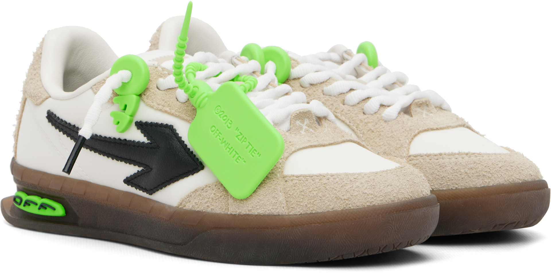 Off-White - Baskets New Slim blanc et beige