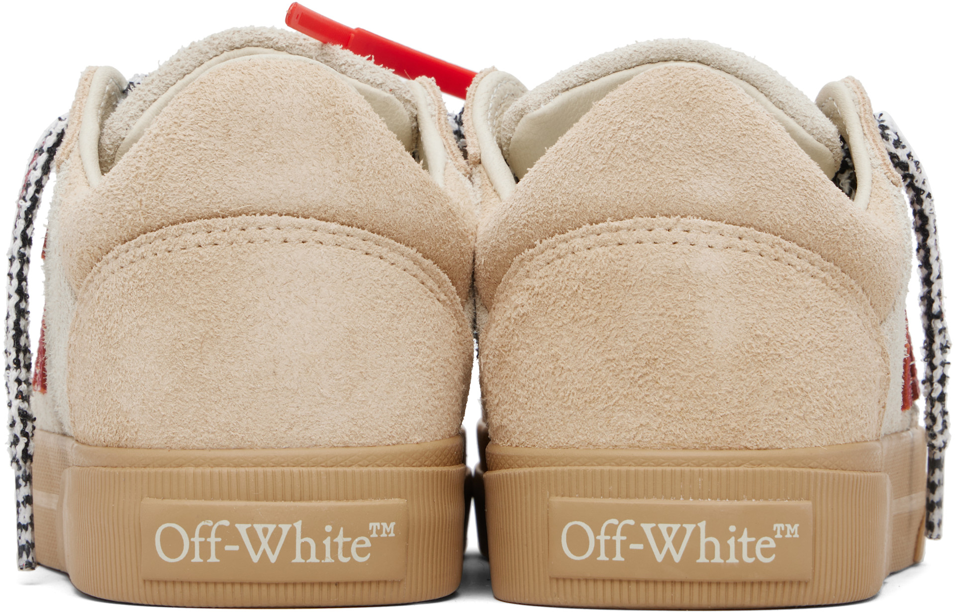 Off-White - Baskets basses vulcanisées beiges en suède