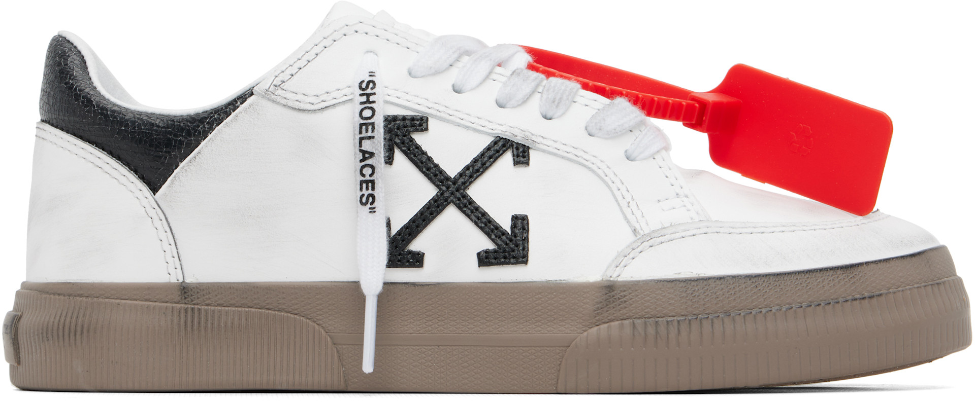 Off-White - Baskets basses rétro blanches à semelle vulcanisée