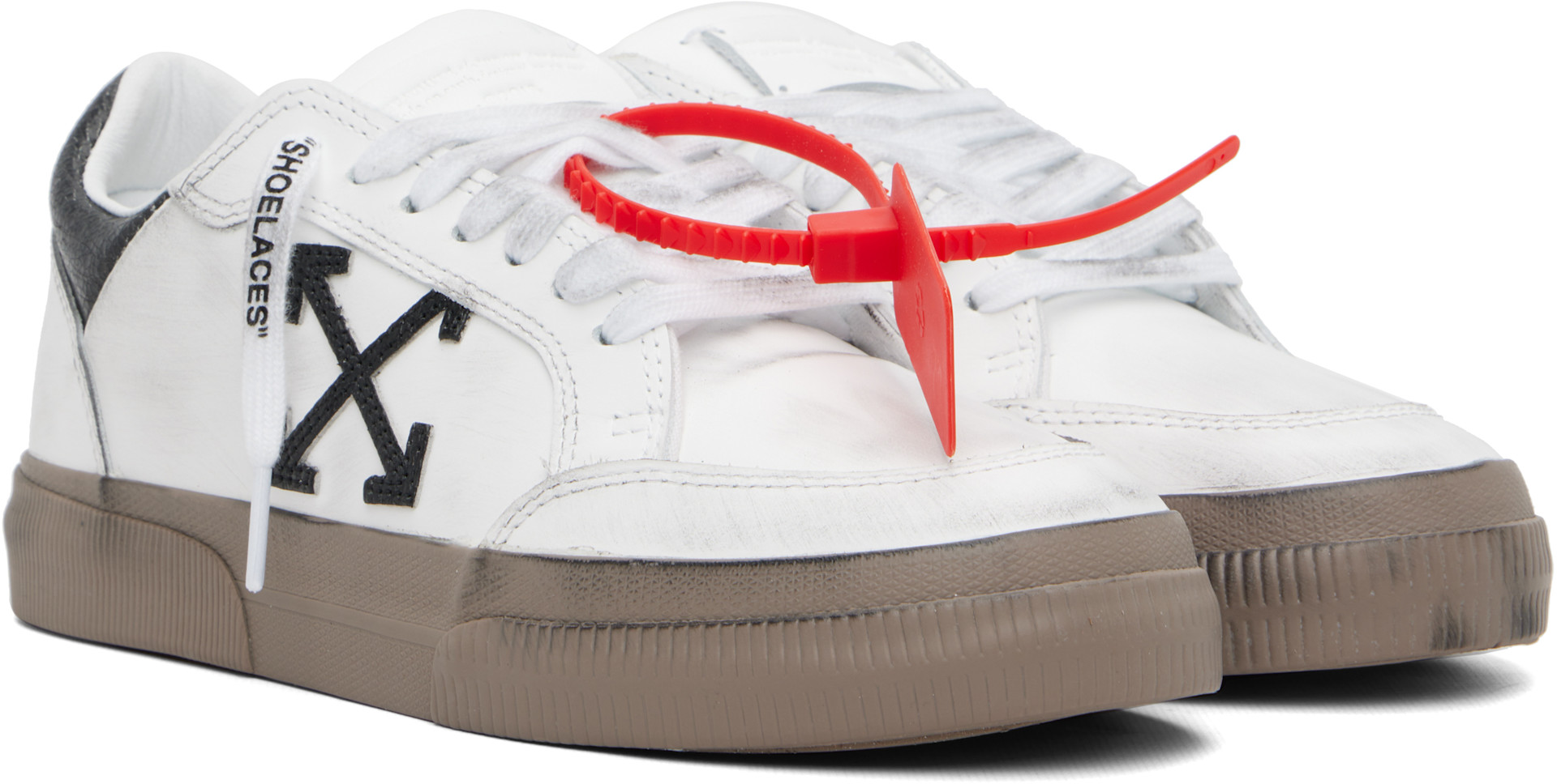 Off-White - Baskets basses rétro blanches à semelle vulcanisée