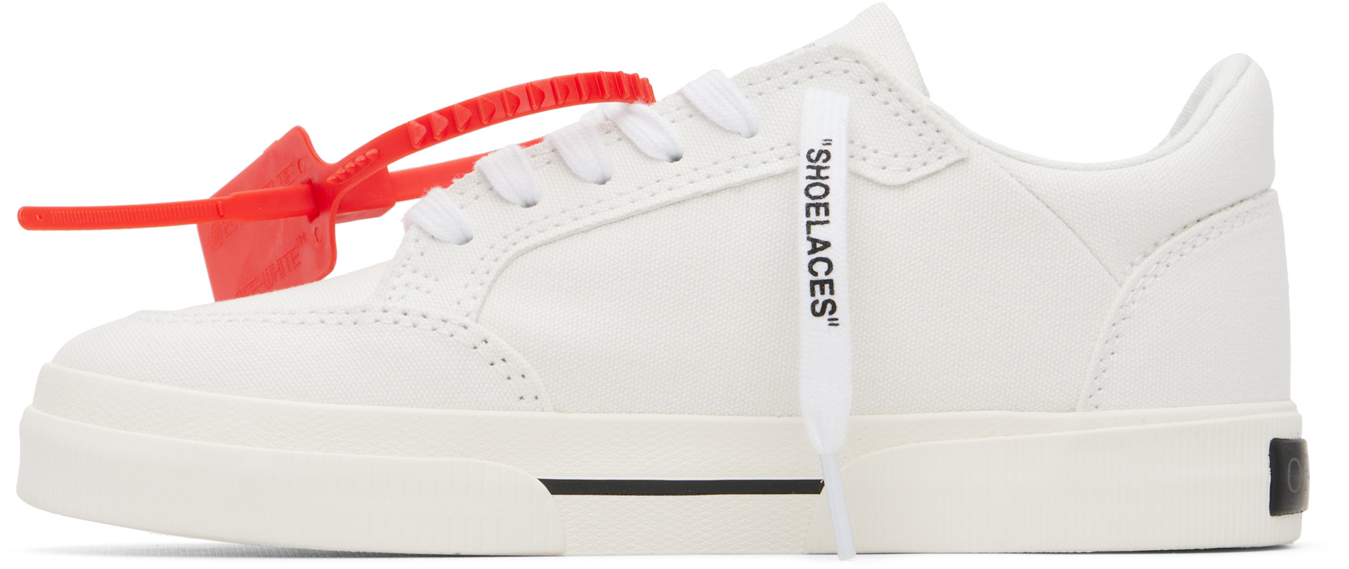 Off-White - Baskets basses vulcanisées blanches en canevas