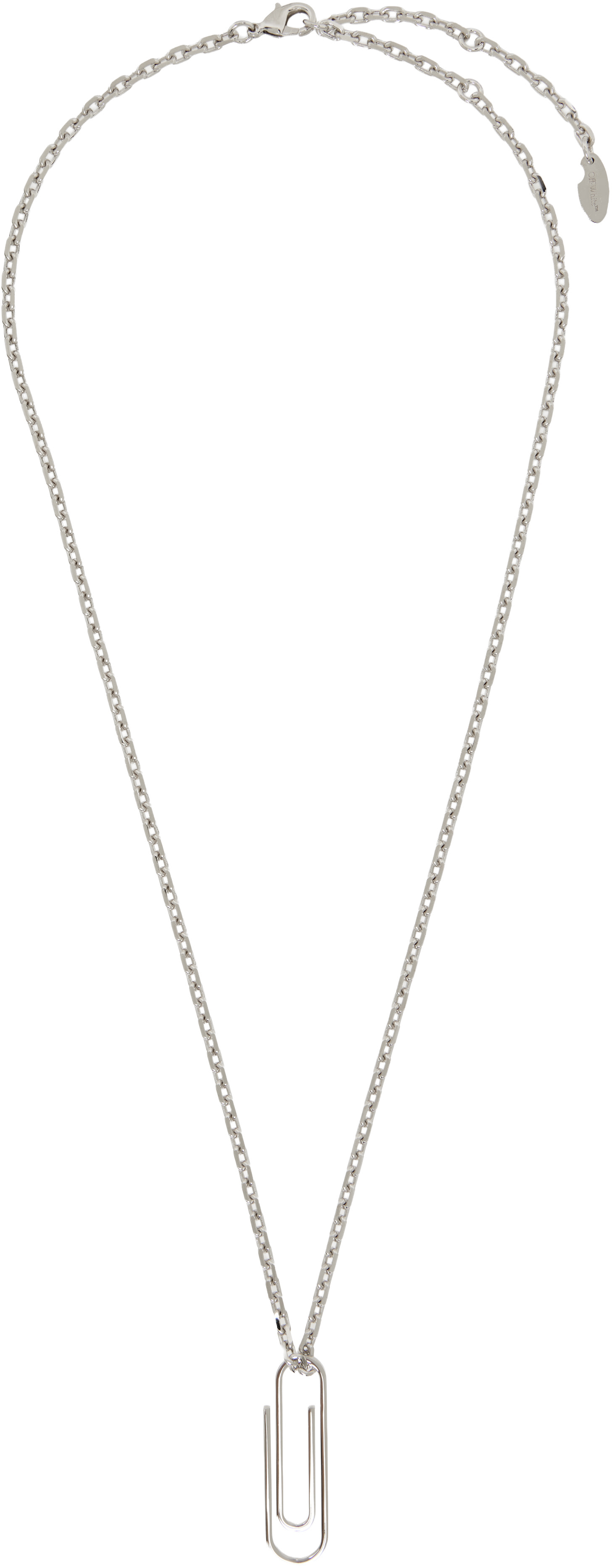 OFF-WHITE silver Texture Paperclip ネックレス Off-White: Paperclip ネックレス | SSENSE 日本