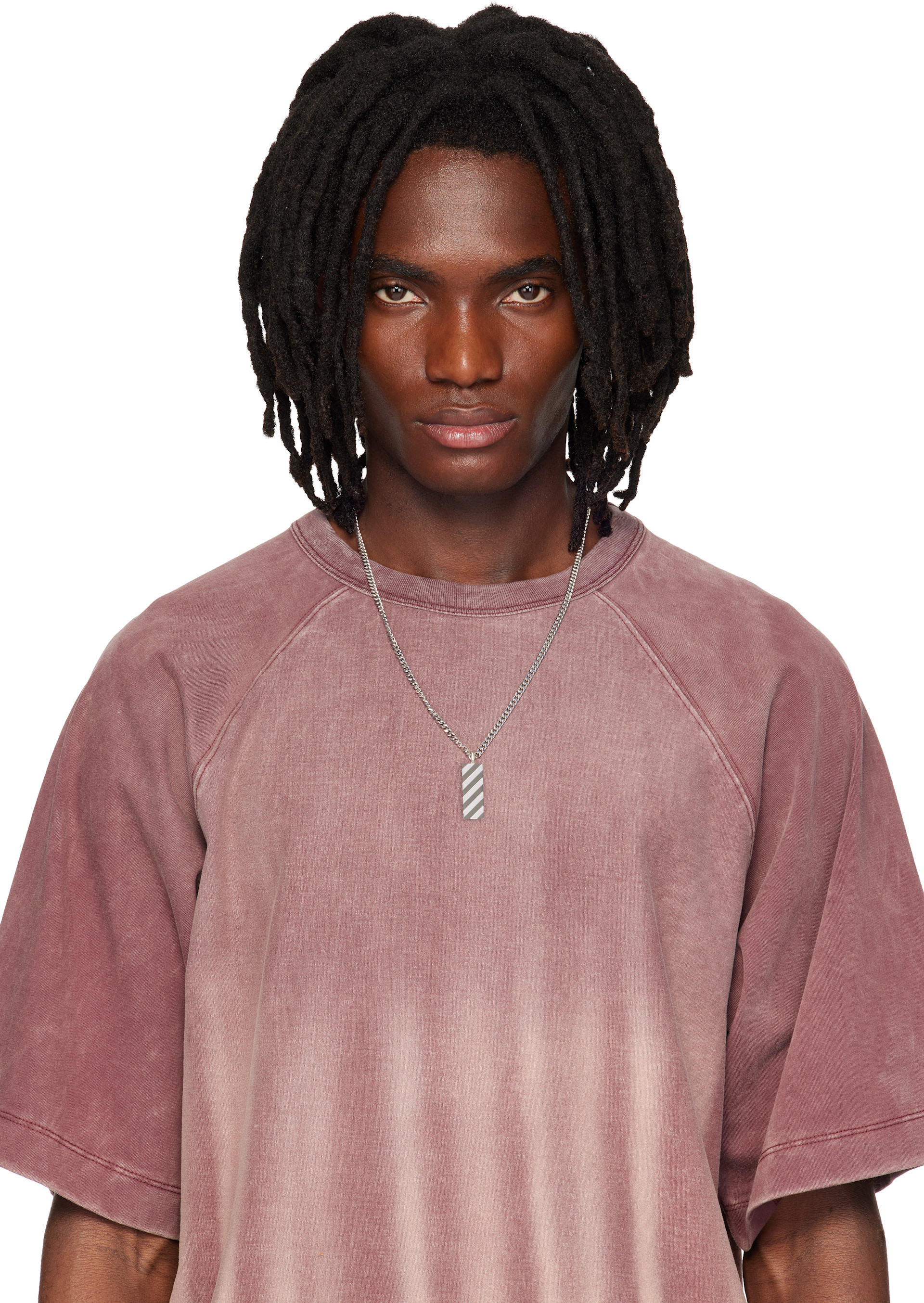 Off-White - Collier à pendentif à rayures diagonales