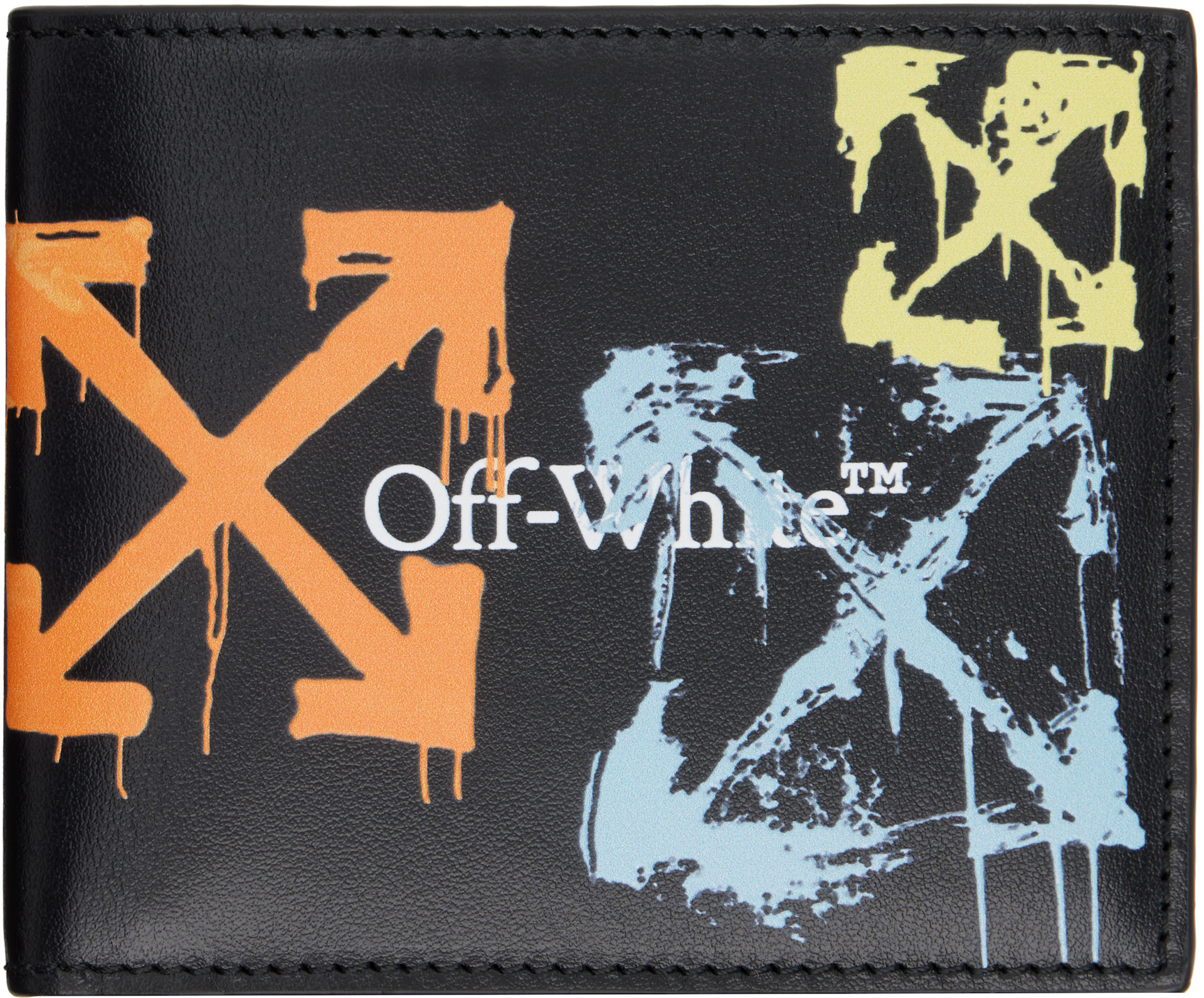小物 OFF-WHITE Wallet Leather Compact Arrow Off-White: Black Bookish Arrow Spray Bifold Wallet | SSENSE