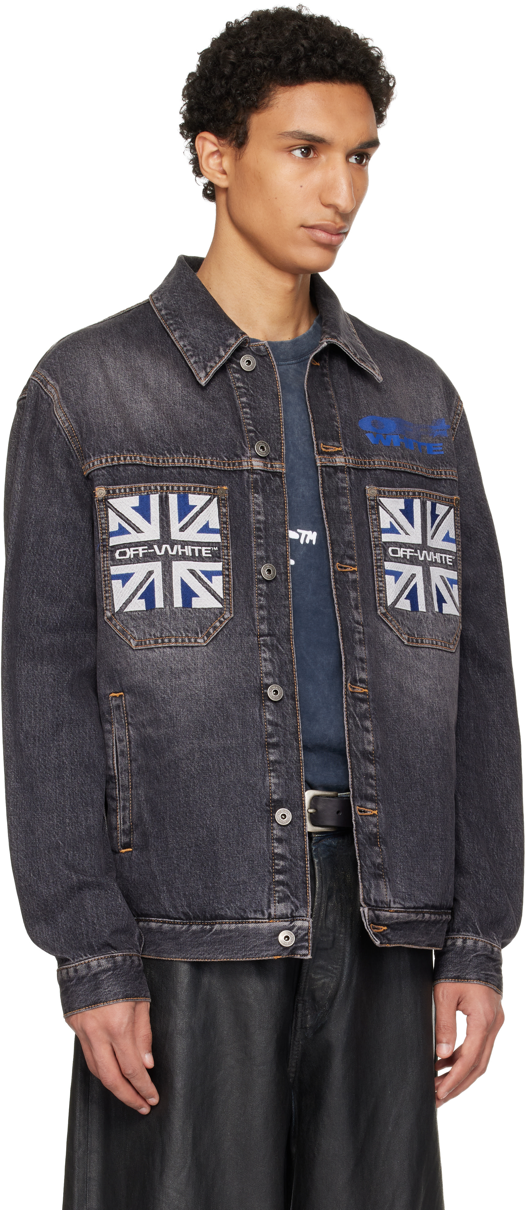 Off-White - ブラック Royal Flag Skate デニムジャケット
