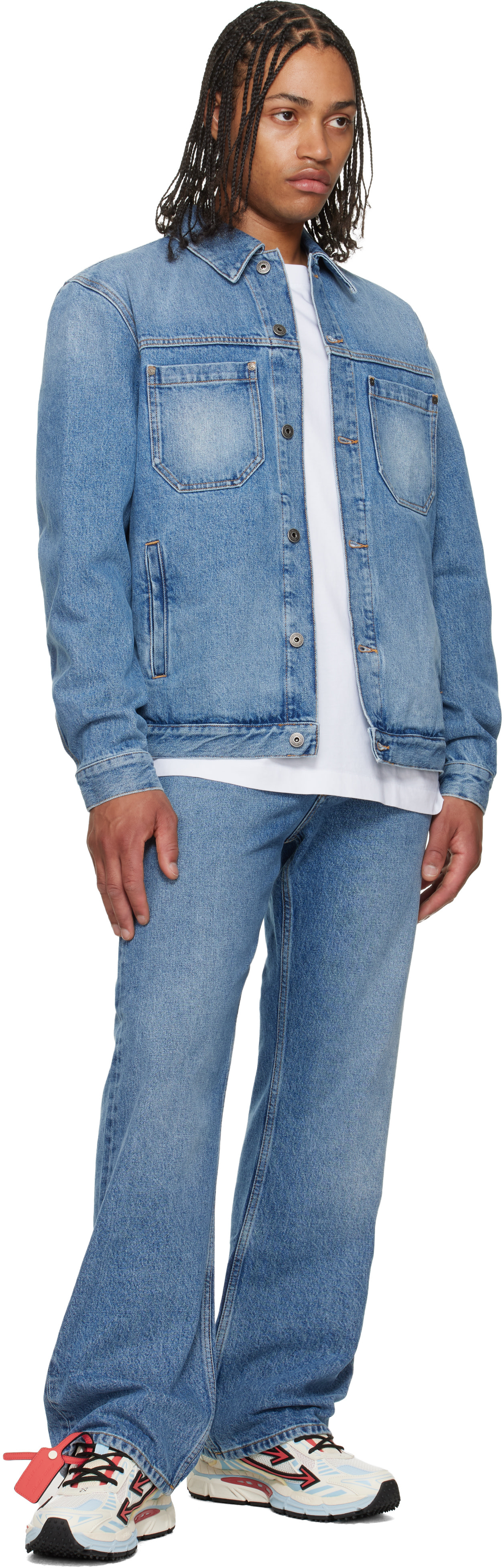 Off-White - Jean ajusté décontracté bleu à flèches