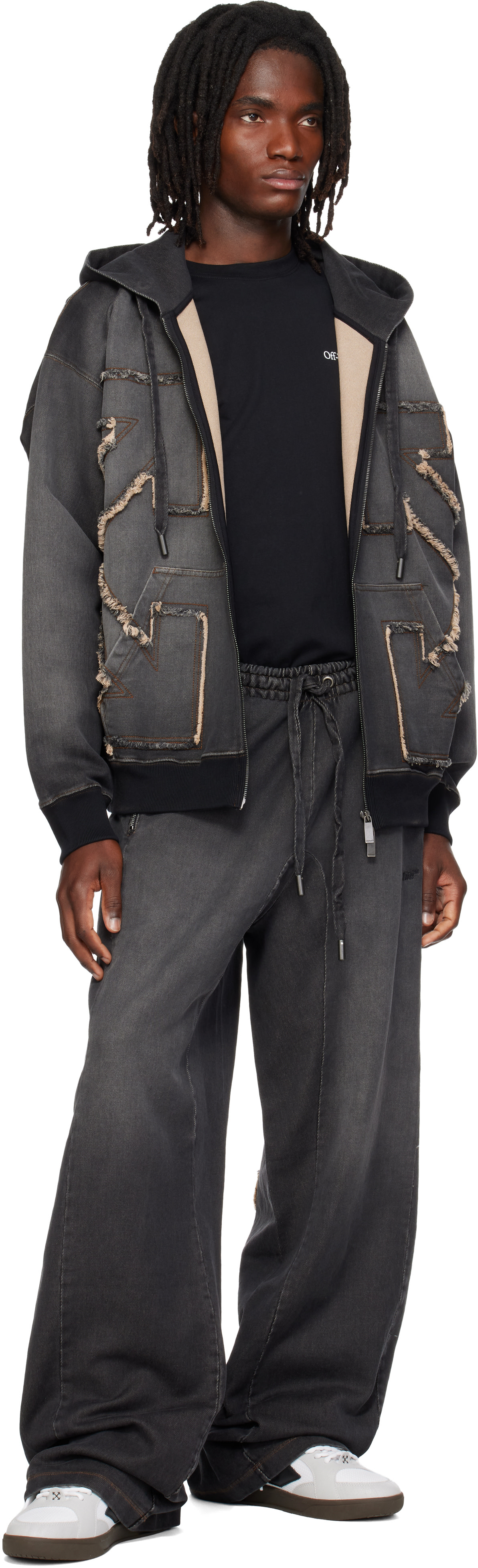 Off-White - グレー Diag ディストレス スラウチ スウェットパンツ