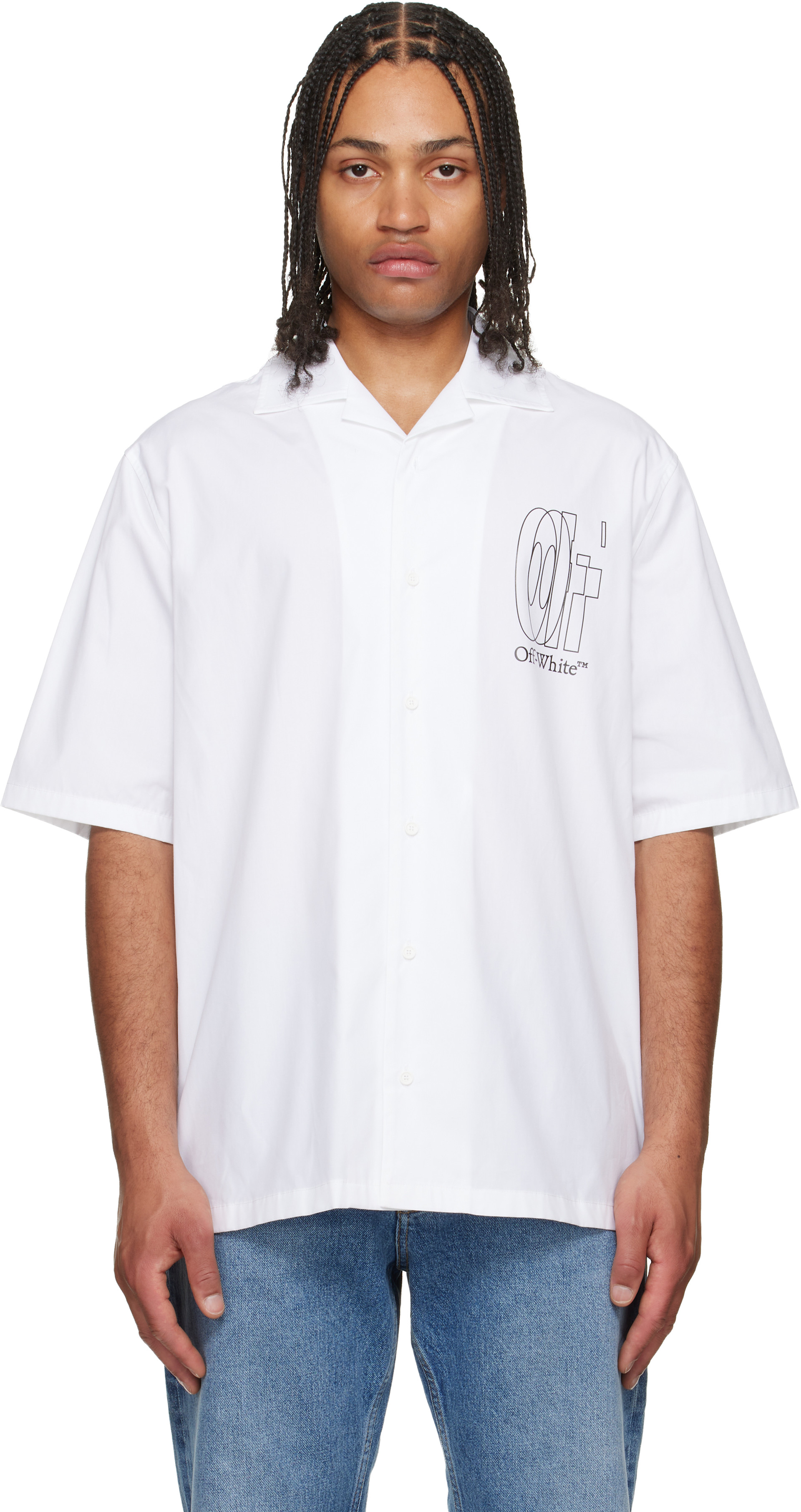 Off-White: ホワイト Outline Double Arrow ポプリン ボウリングシャツ