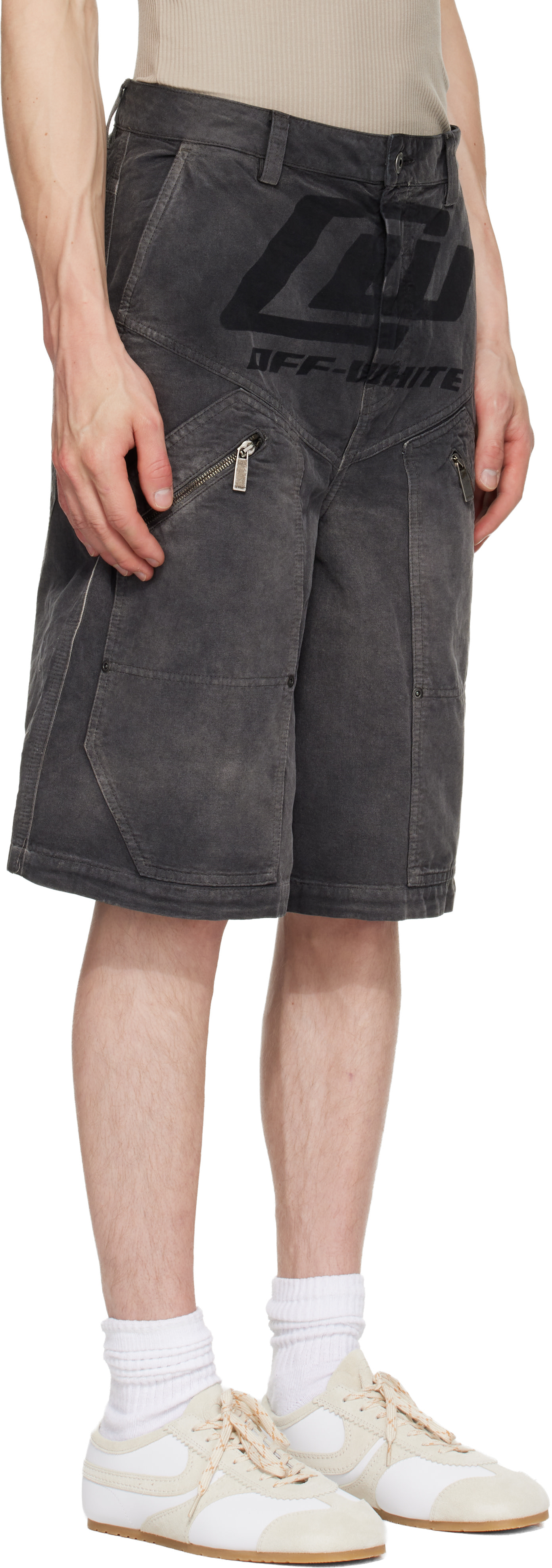 Off-White - Short menuisier noir à logo imprimé