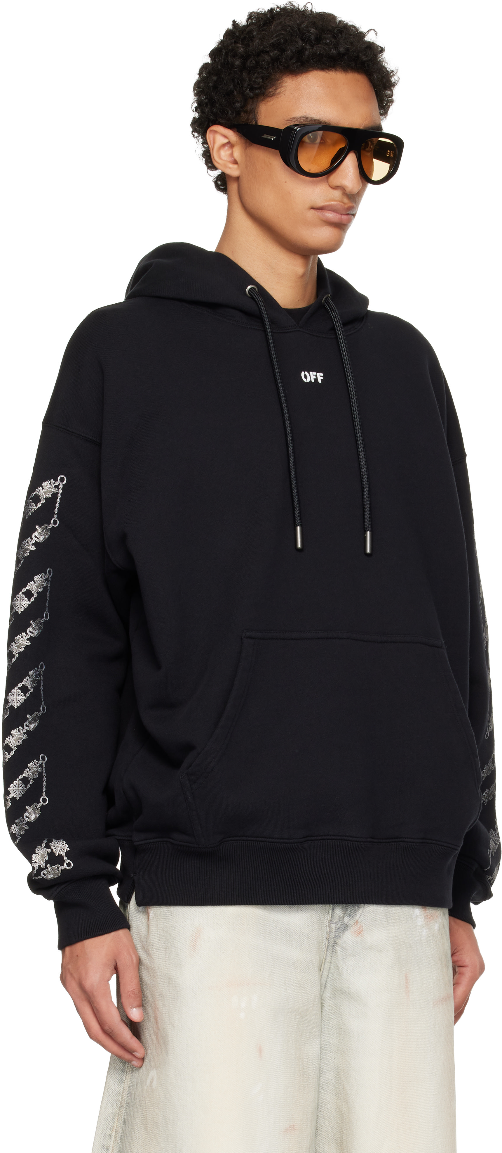 Off-White - Pull à capuche de planchiste noir à quatre flèches
