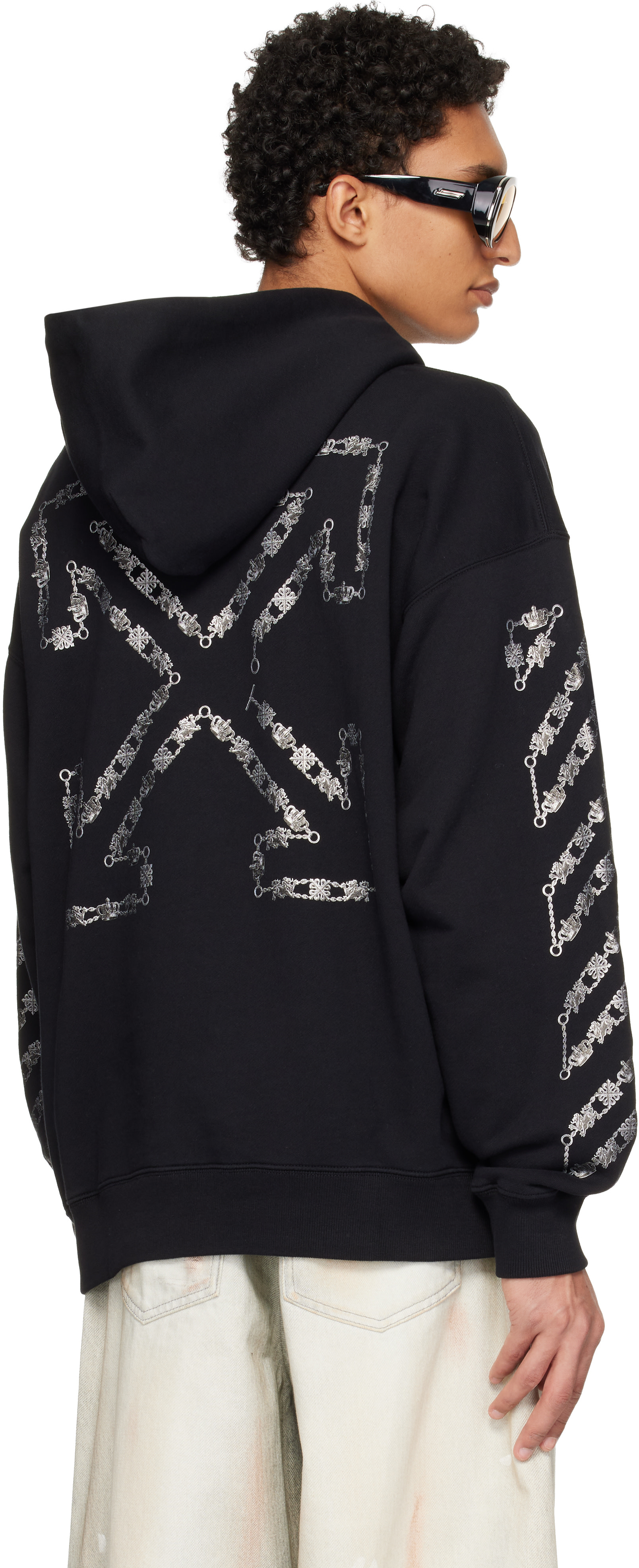 Off-White - Pull à capuche de planchiste noir à quatre flèches
