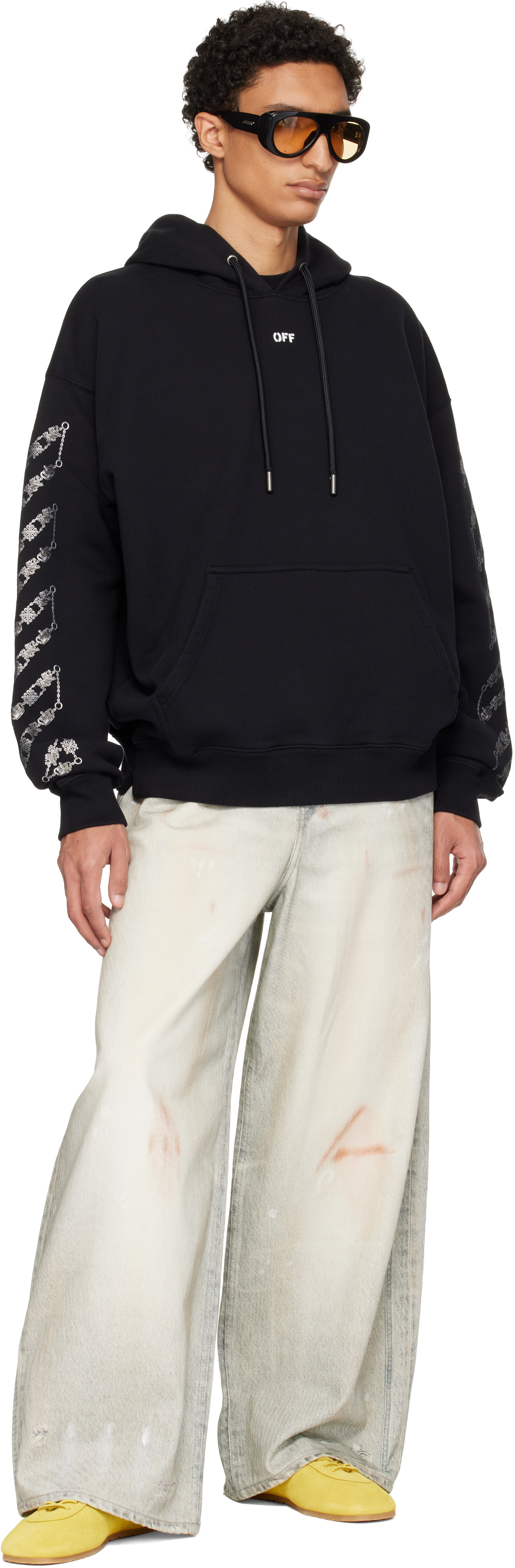 Off-White - Pull à capuche de planchiste noir à quatre flèches