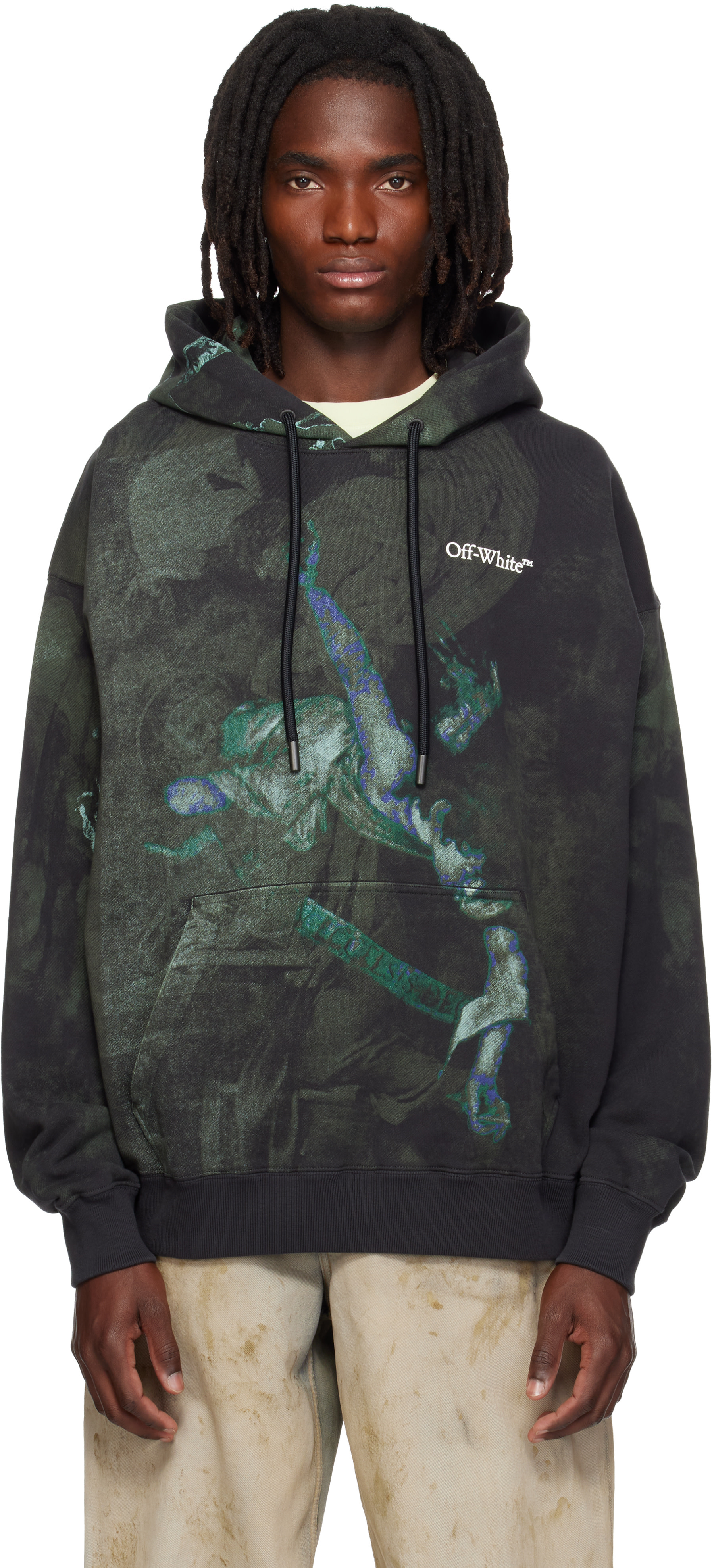 Off-White - Pull à capuche de planchiste noir à image imprimée