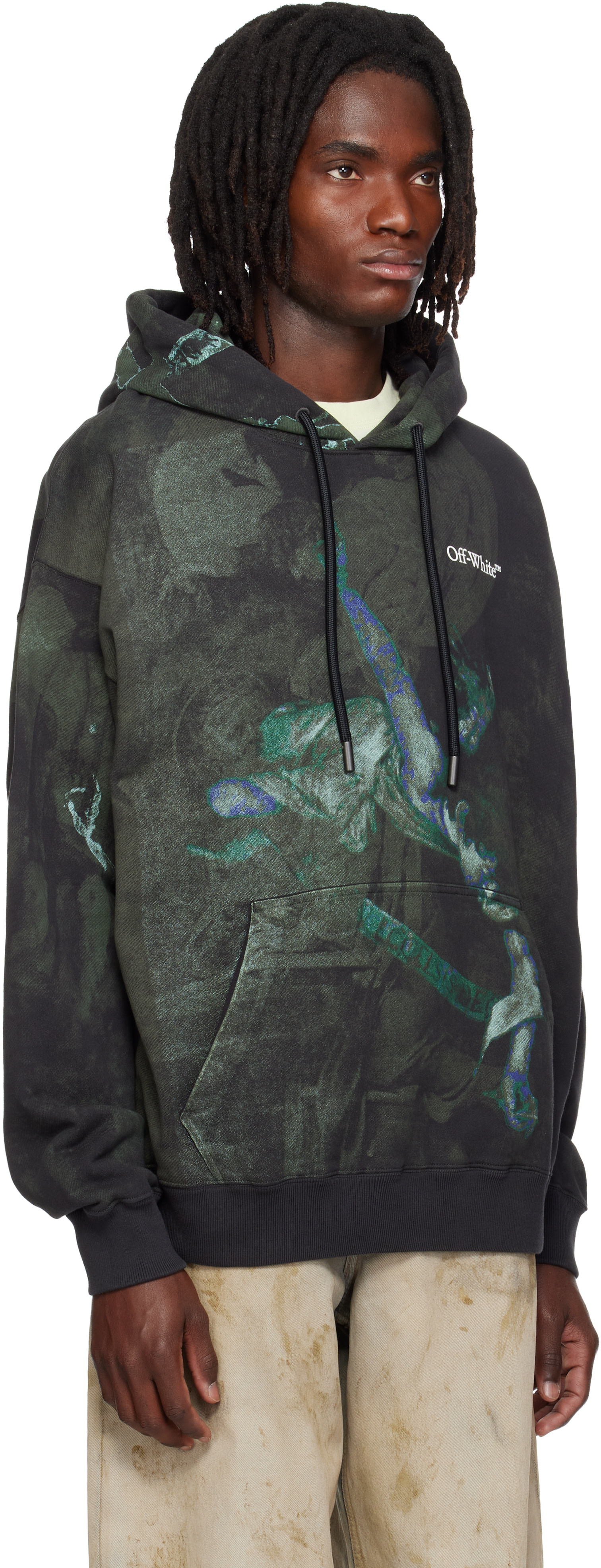 Off-White - Pull à capuche de planchiste noir à image imprimée
