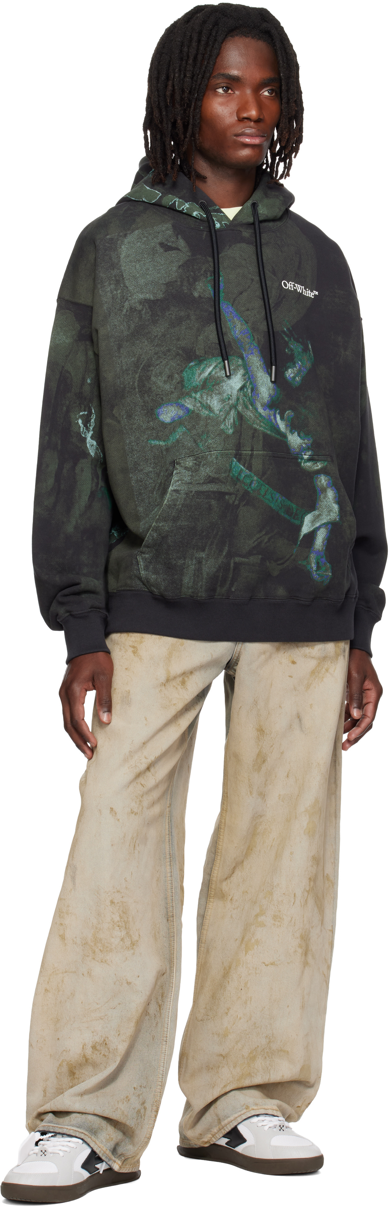 Off-White - Pull à capuche de planchiste noir à image imprimée