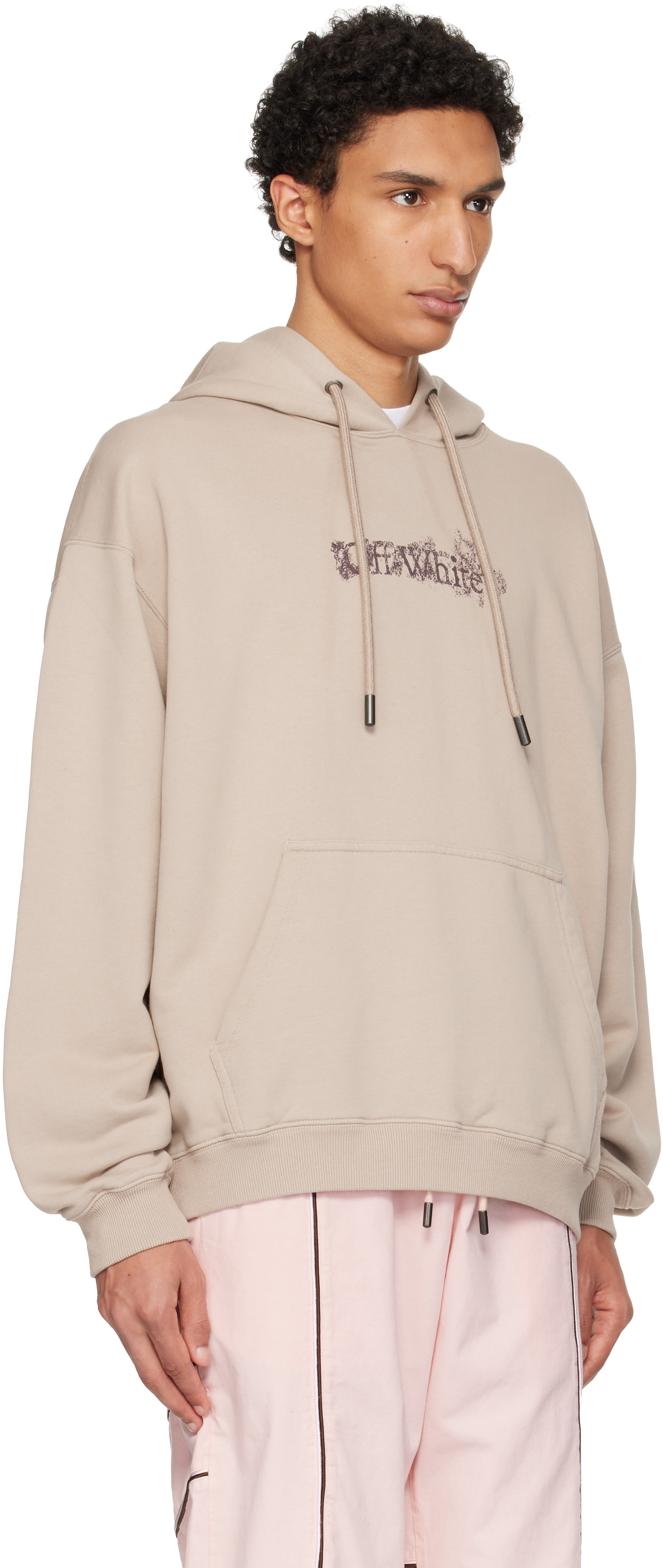 Off-White - Pull à capuche de planchiste beige à quatre flèches