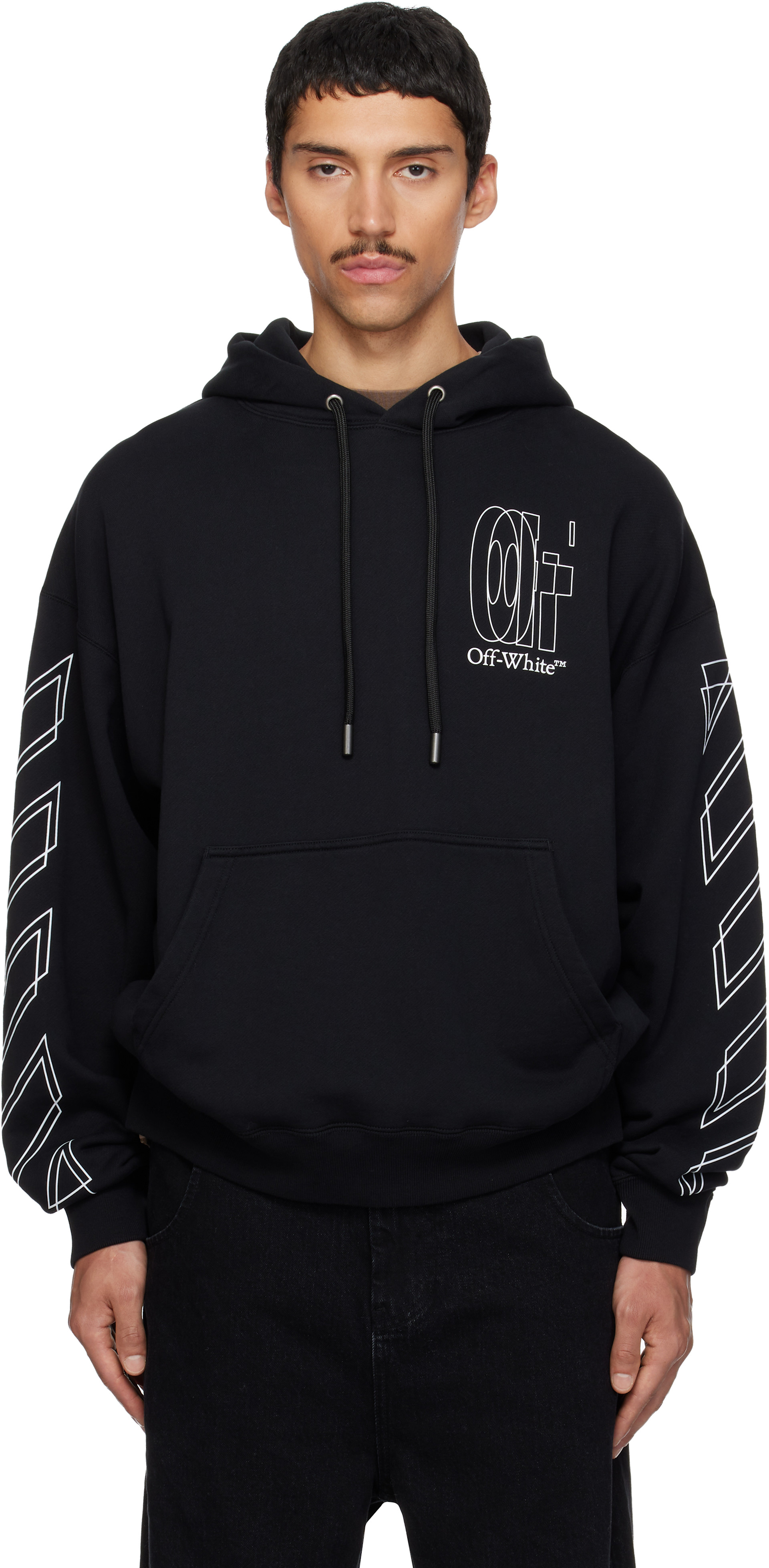 Off-White - Pull à capuche de planchiste noir à quatre flèches