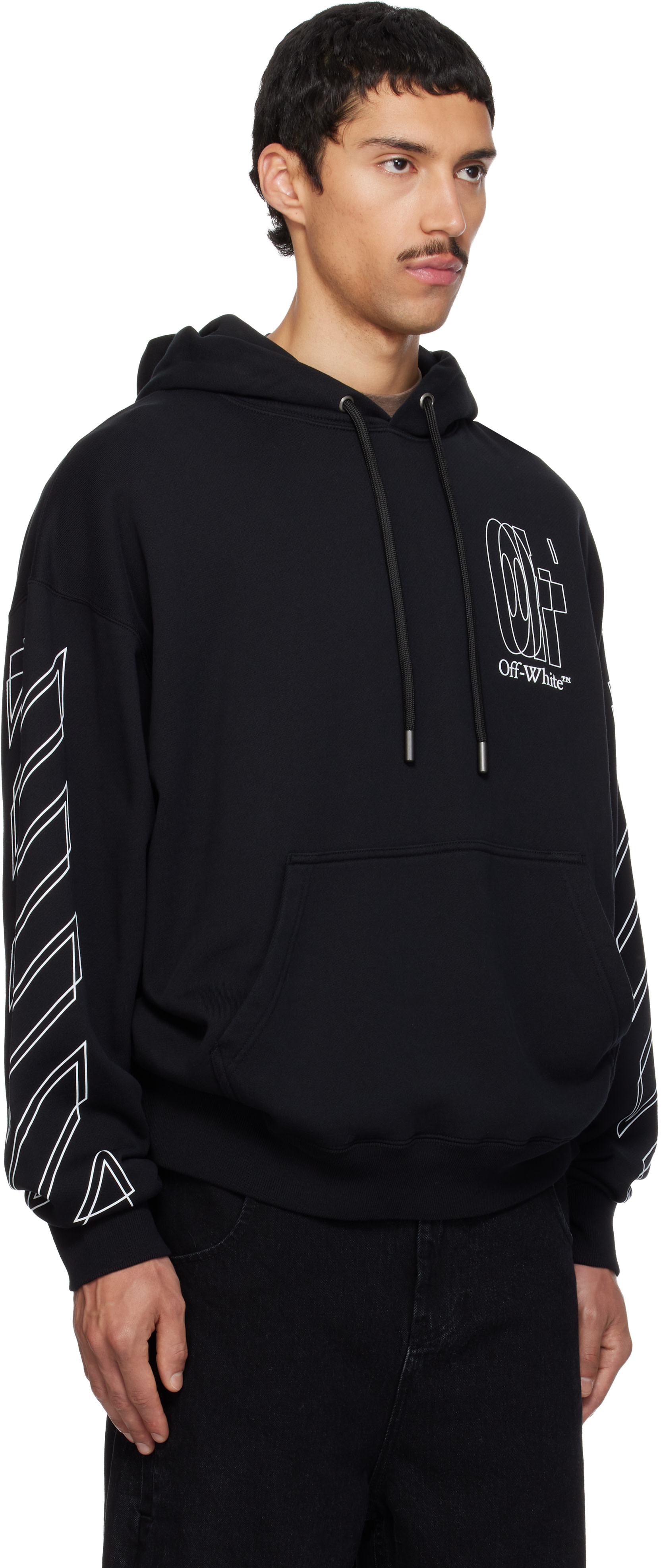 Off-White - Pull à capuche de planchiste noir à quatre flèches