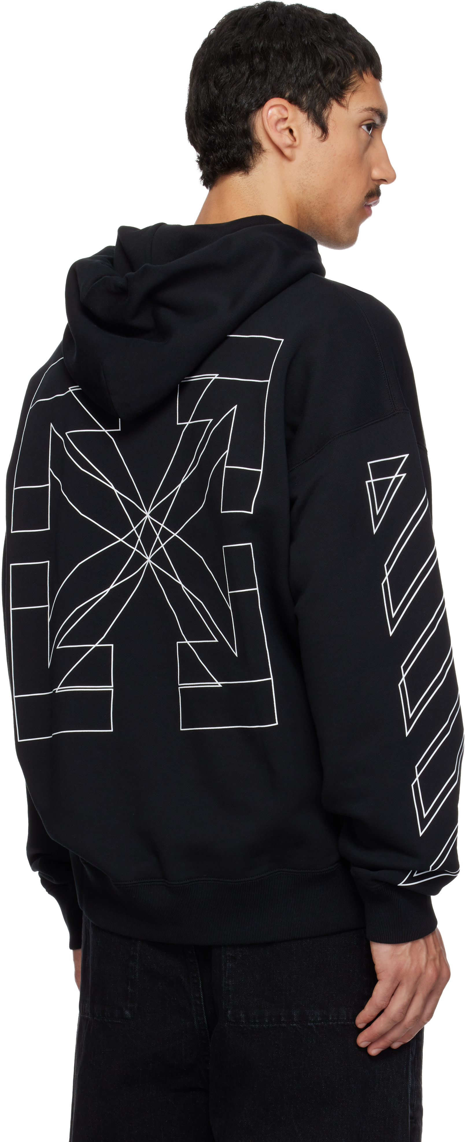 Off-White - Pull à capuche de planchiste noir à quatre flèches