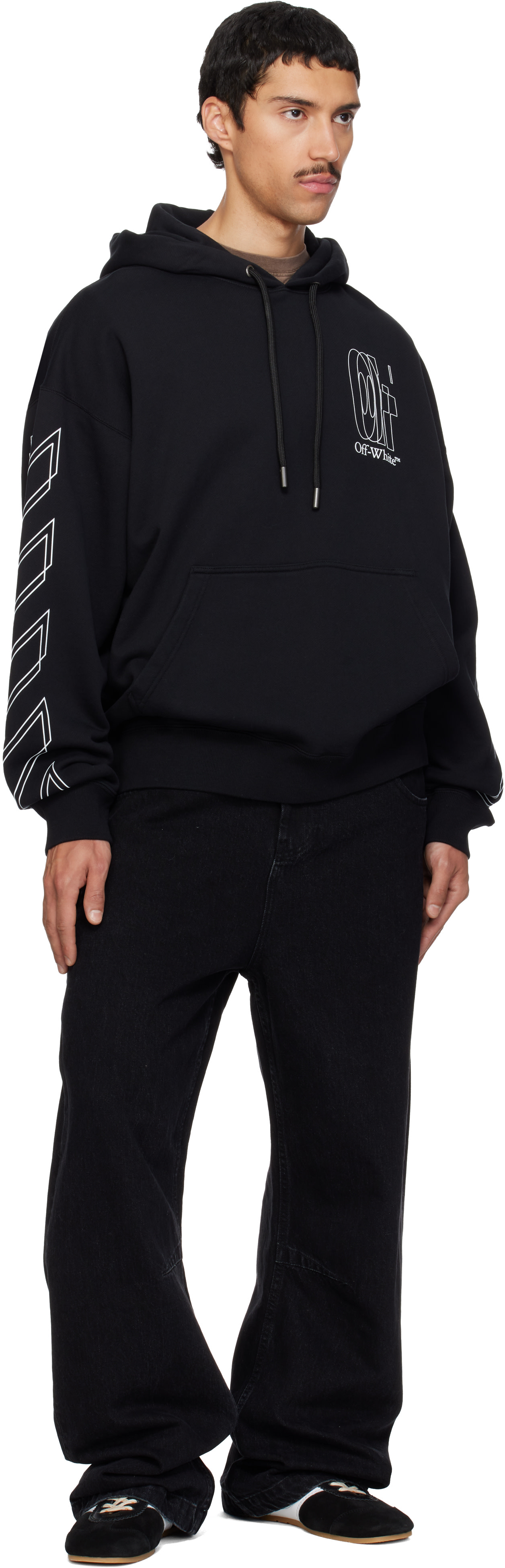 Off-White - Pull à capuche de planchiste noir à quatre flèches