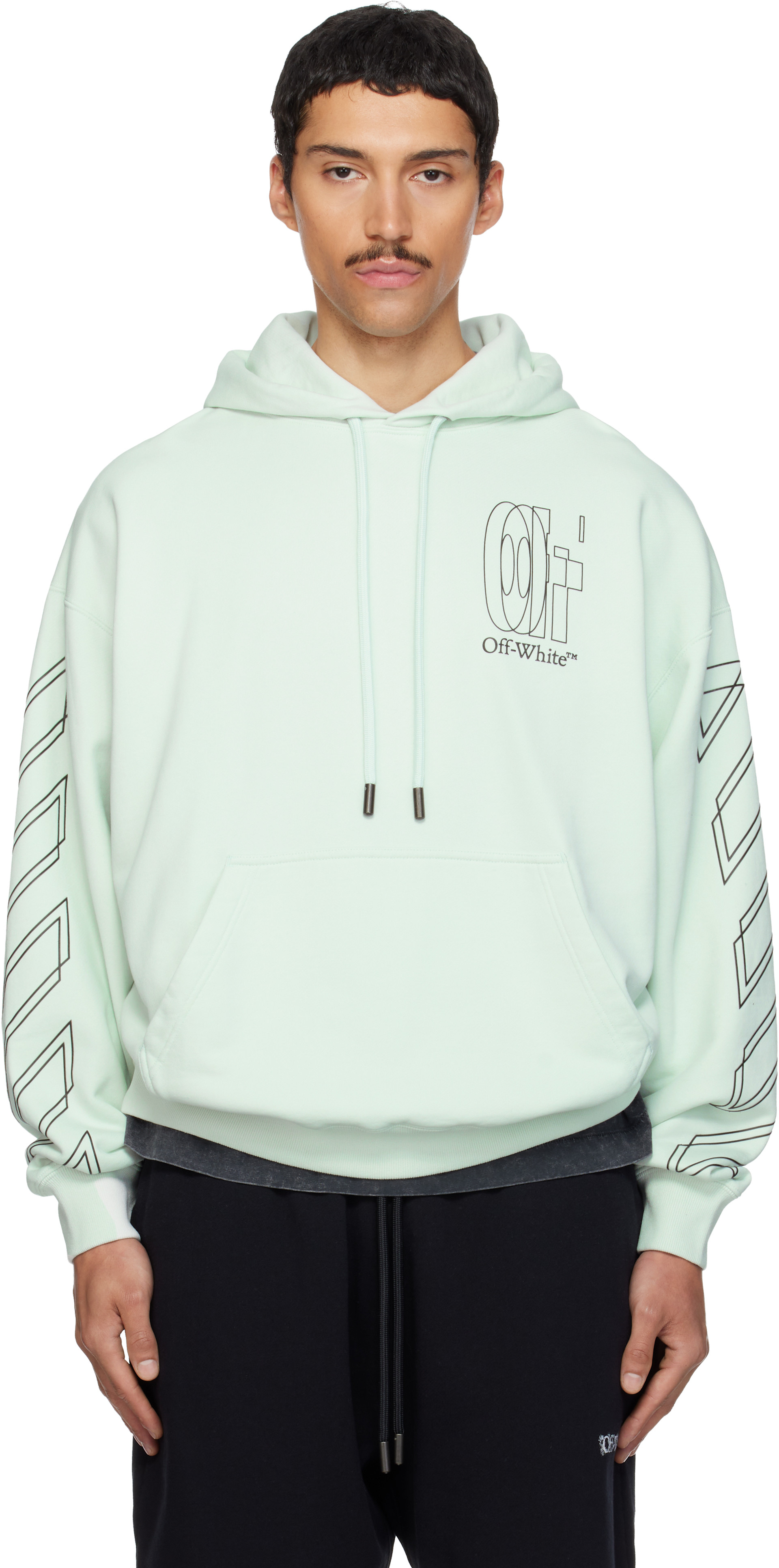 Off-White - Pull à capuche de planchiste bleu à quatre flèches