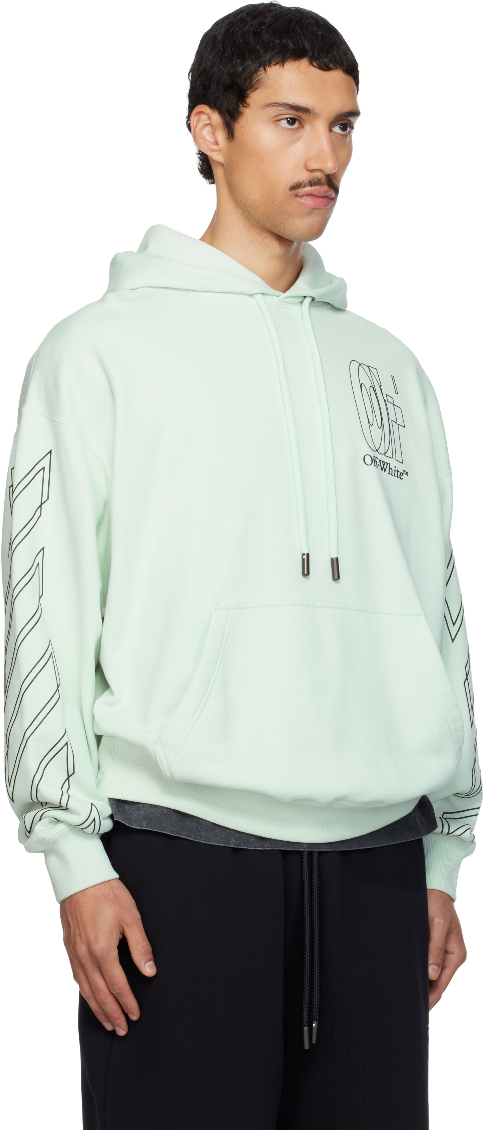 Off-White - Pull à capuche de planchiste bleu à quatre flèches