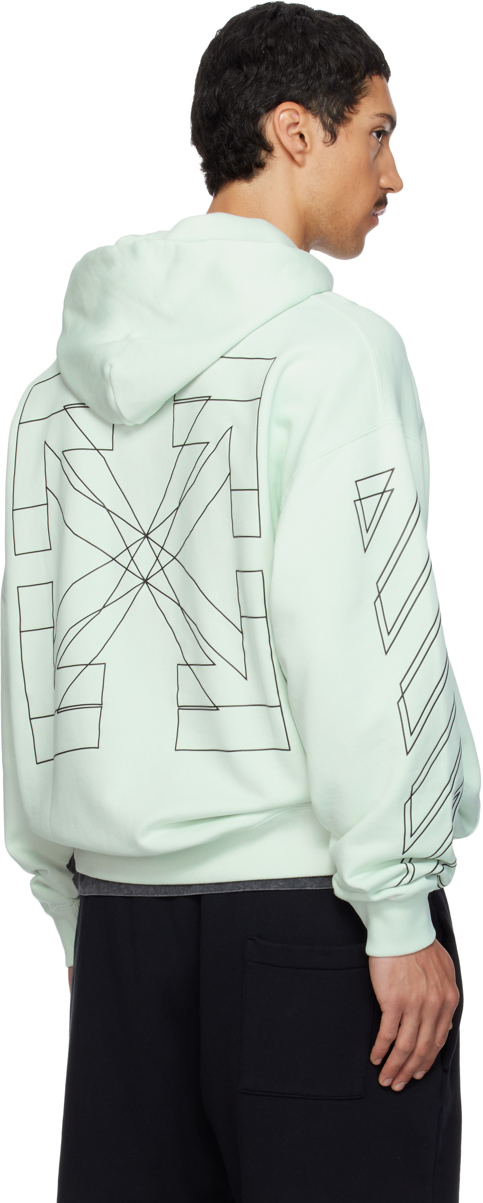 Off-White - Pull à capuche de planchiste bleu à quatre flèches