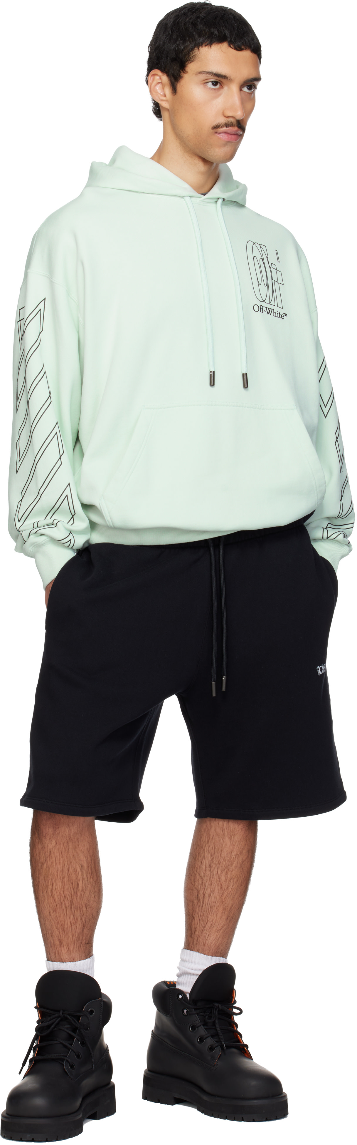 Off-White - Pull à capuche de planchiste bleu à quatre flèches