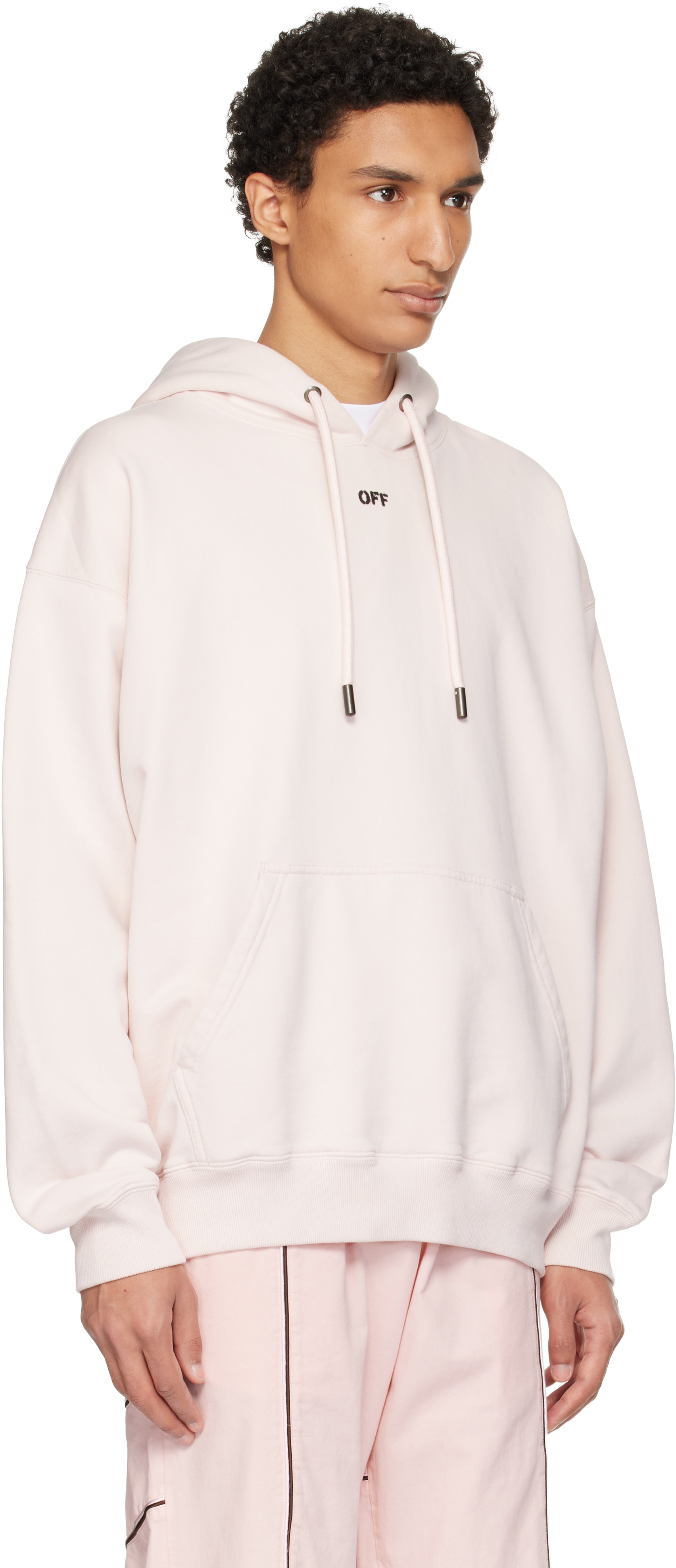 Off-White - Pull à capuche de planchiste rose à quatre flèches