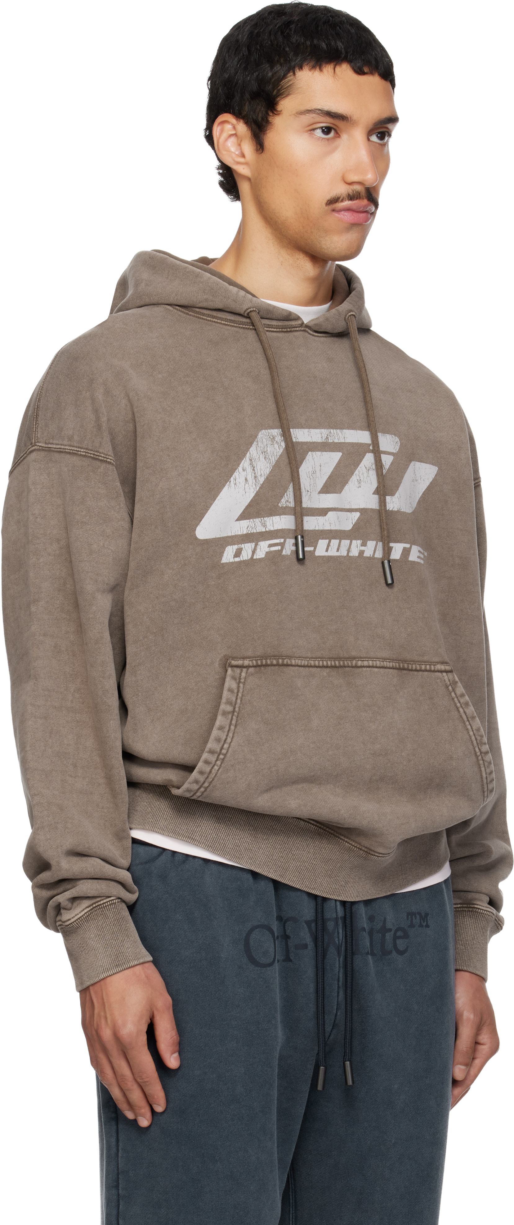 Off-White - Pull à capuche de planchiste brun à logo