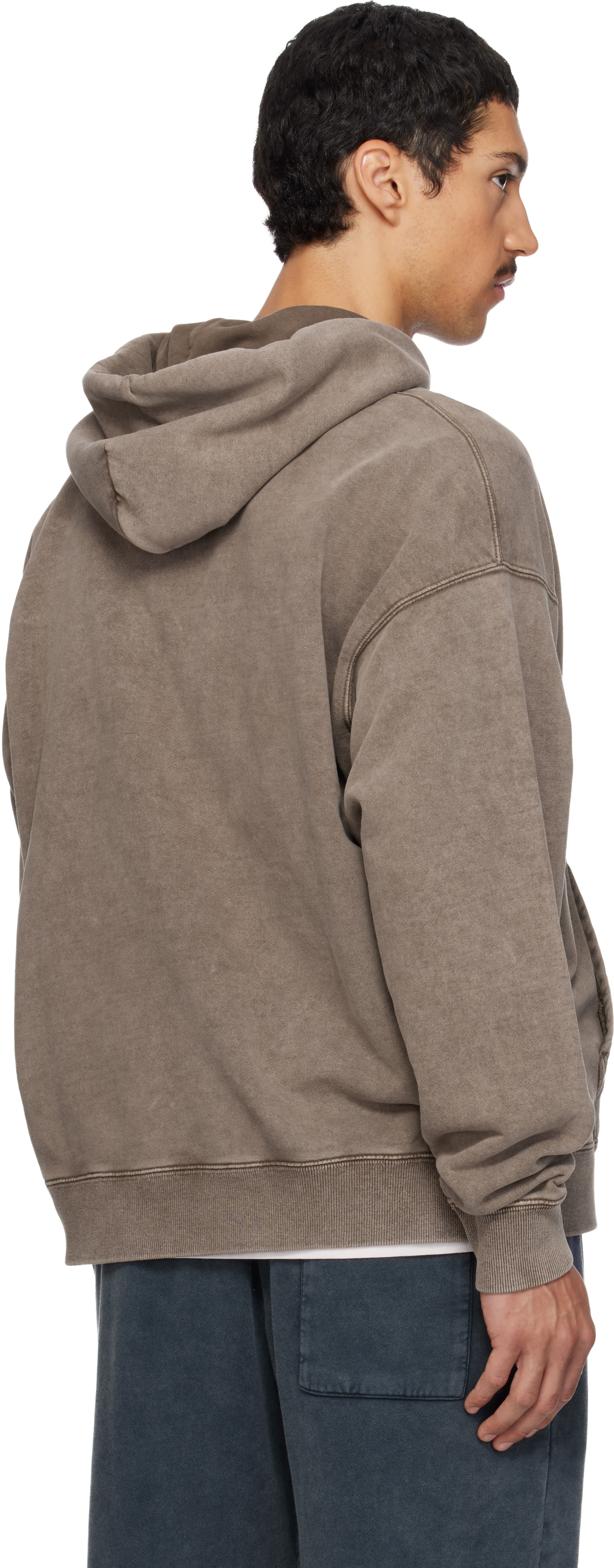 Off-White - Pull à capuche de planchiste brun à logo
