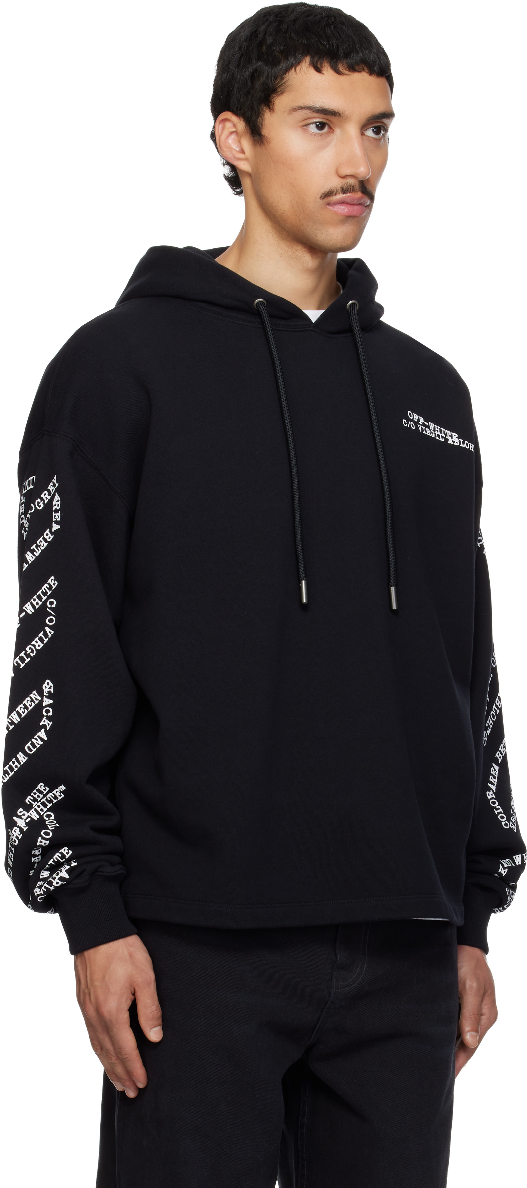 Off-White - Pull à capuche noir à quatre flèches