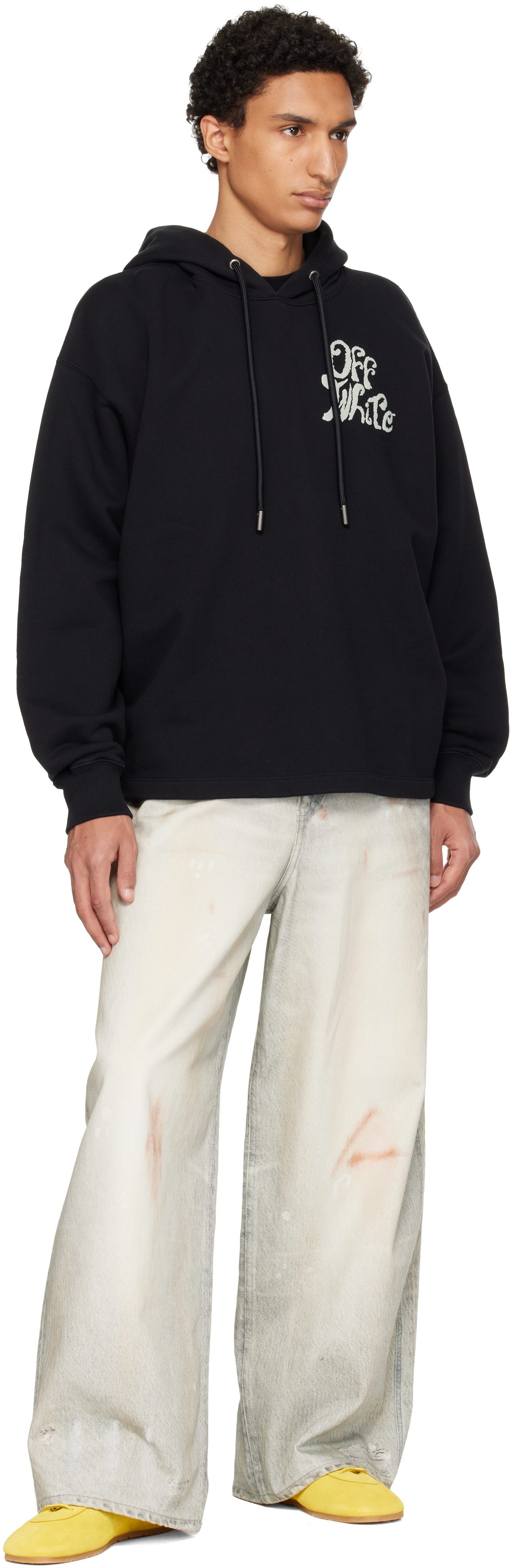 Off-White - Pull à capuche décontracté noir à logo