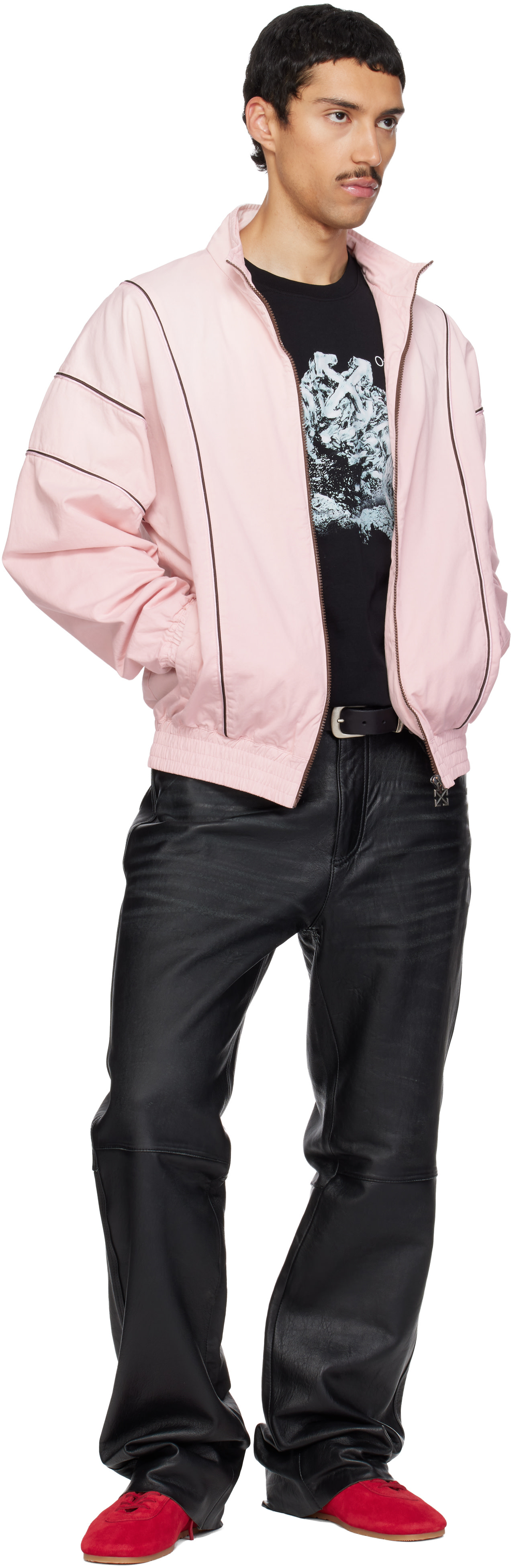 Off-White: Pink Relaxed Garment Dyed Track Jacket | SSENSE