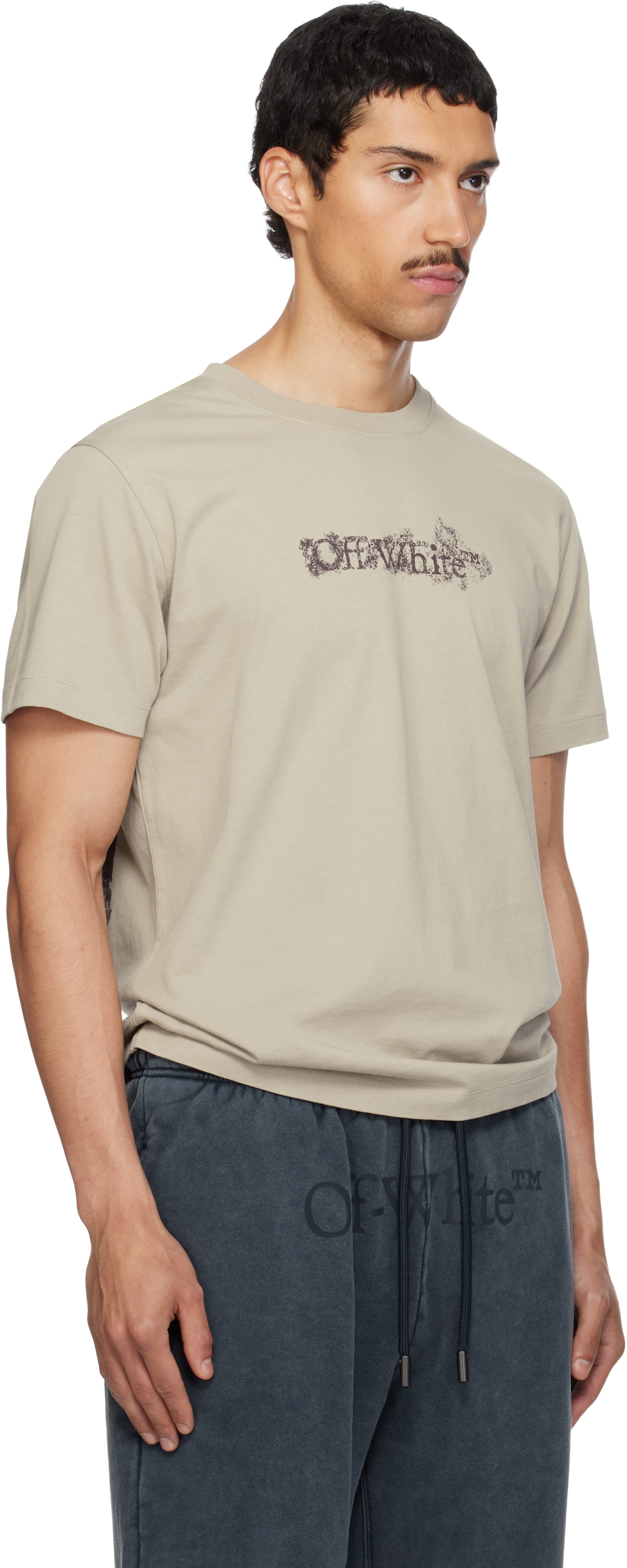 Off-White: Beige Heraldic Arrow Slim T-shirt | SSENSE