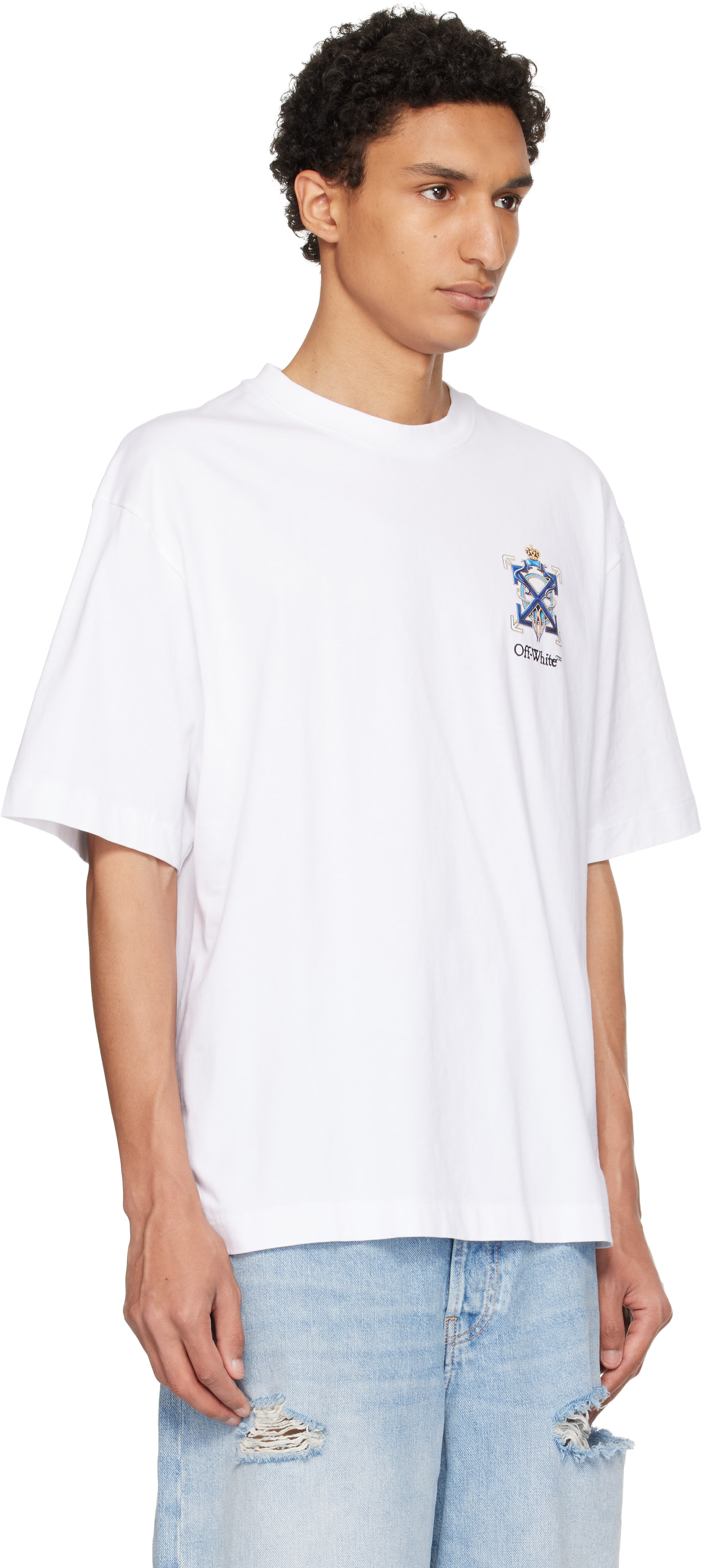 OFF-WHITE Tシャツ フローラル アローロゴ M Off-White: White Jewel Arrow Skate T-shirt | SSENSE